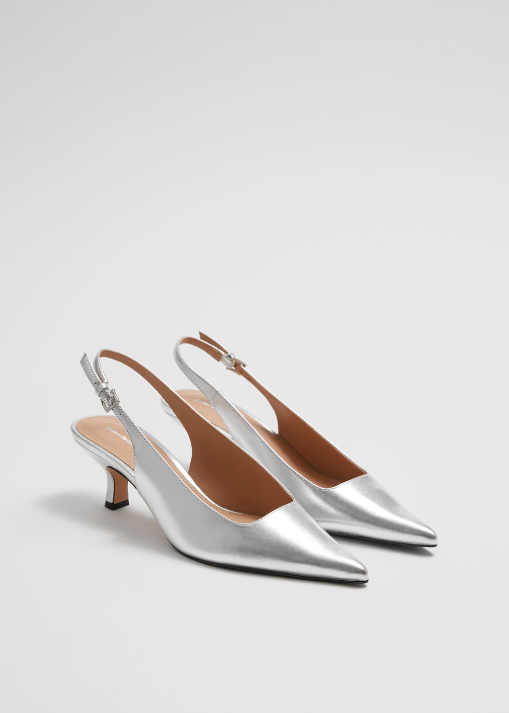 Slingback Point-Toe Pumps - Silver - Still Life