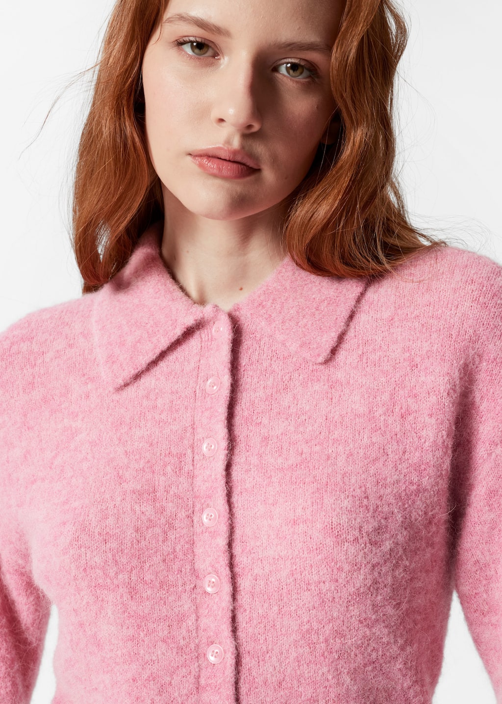 Alpaca-Blend Short-Sleeve Cardigan - Pink - Lookbook