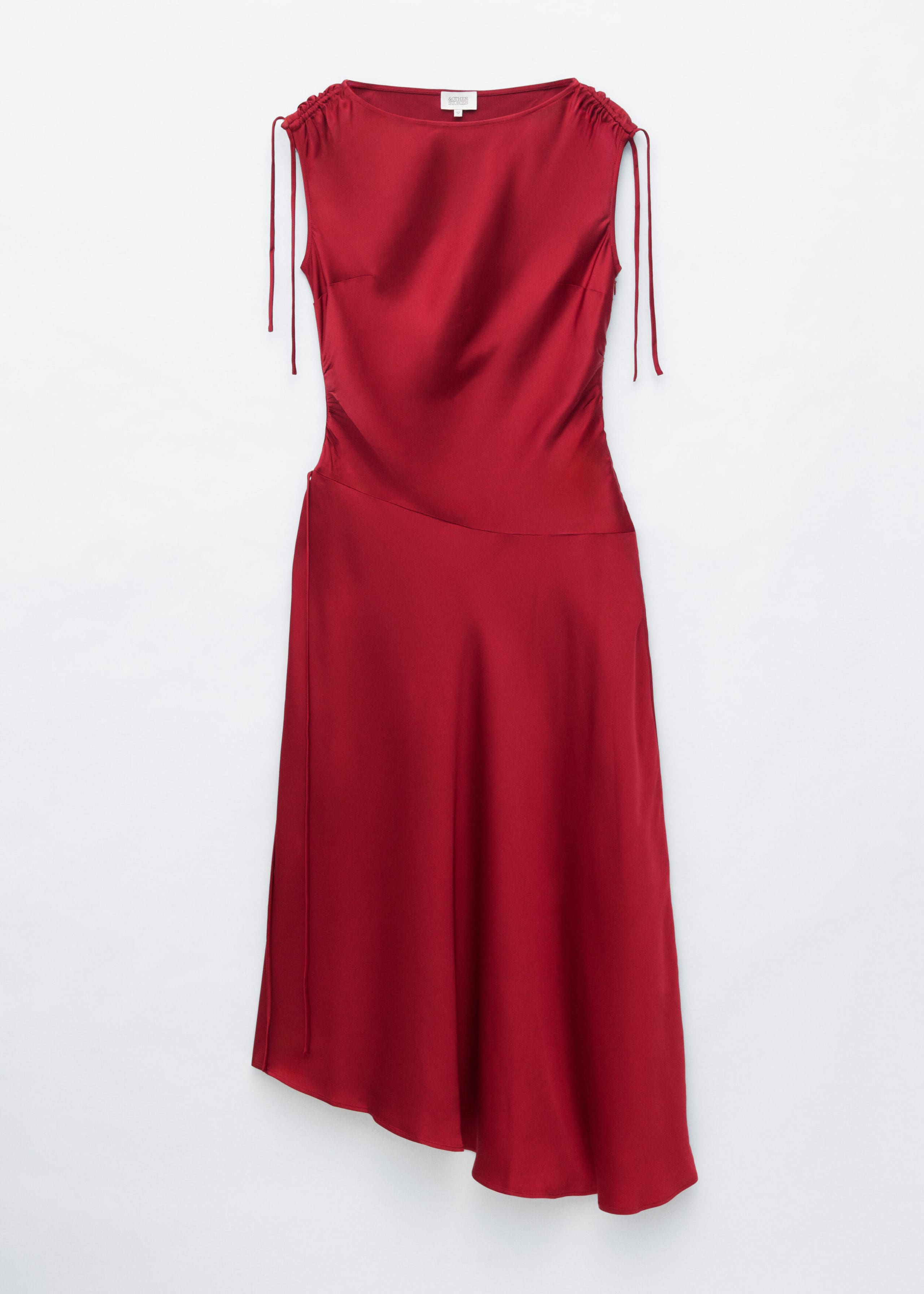 Asymmetric Satin Dress - Dark Red - Still Life