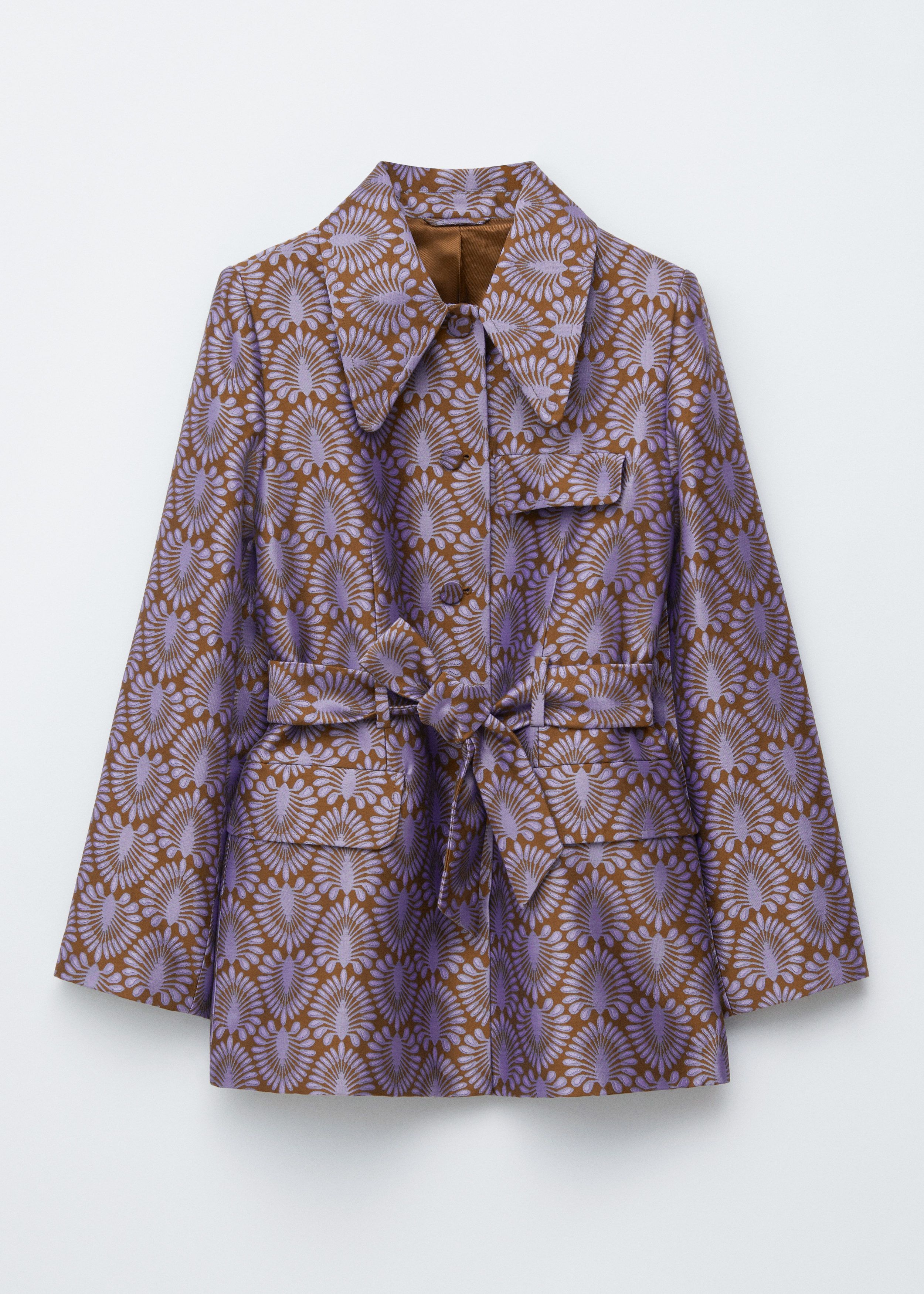 Tie-Belt Jacquard Blazer