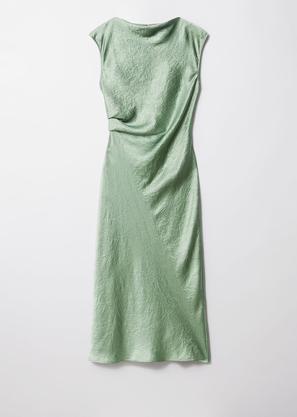Vestido midi de satén con corte al bies - Verde - Bodegón