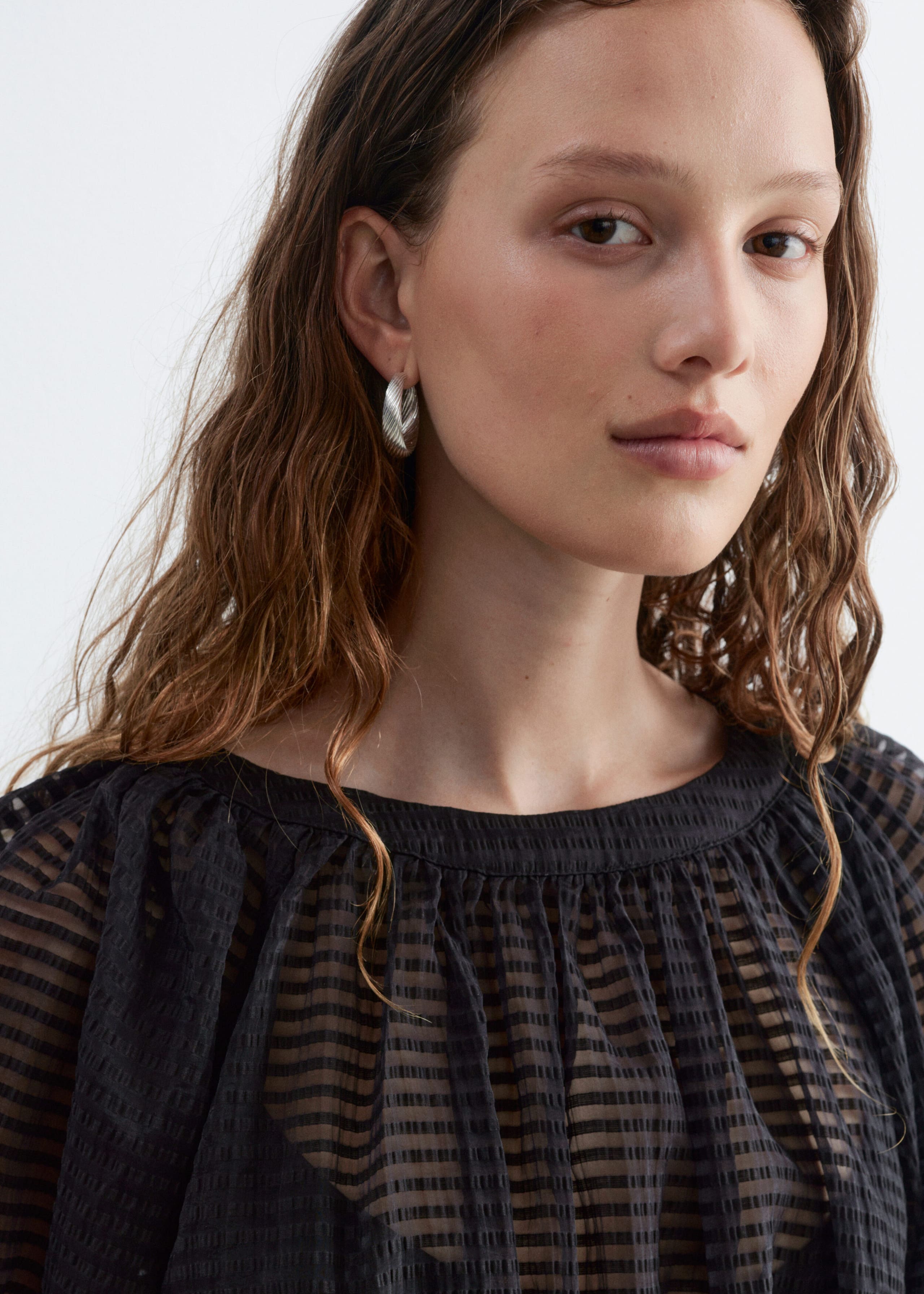 Gathered Crepe Blouse - Black - Lookbook