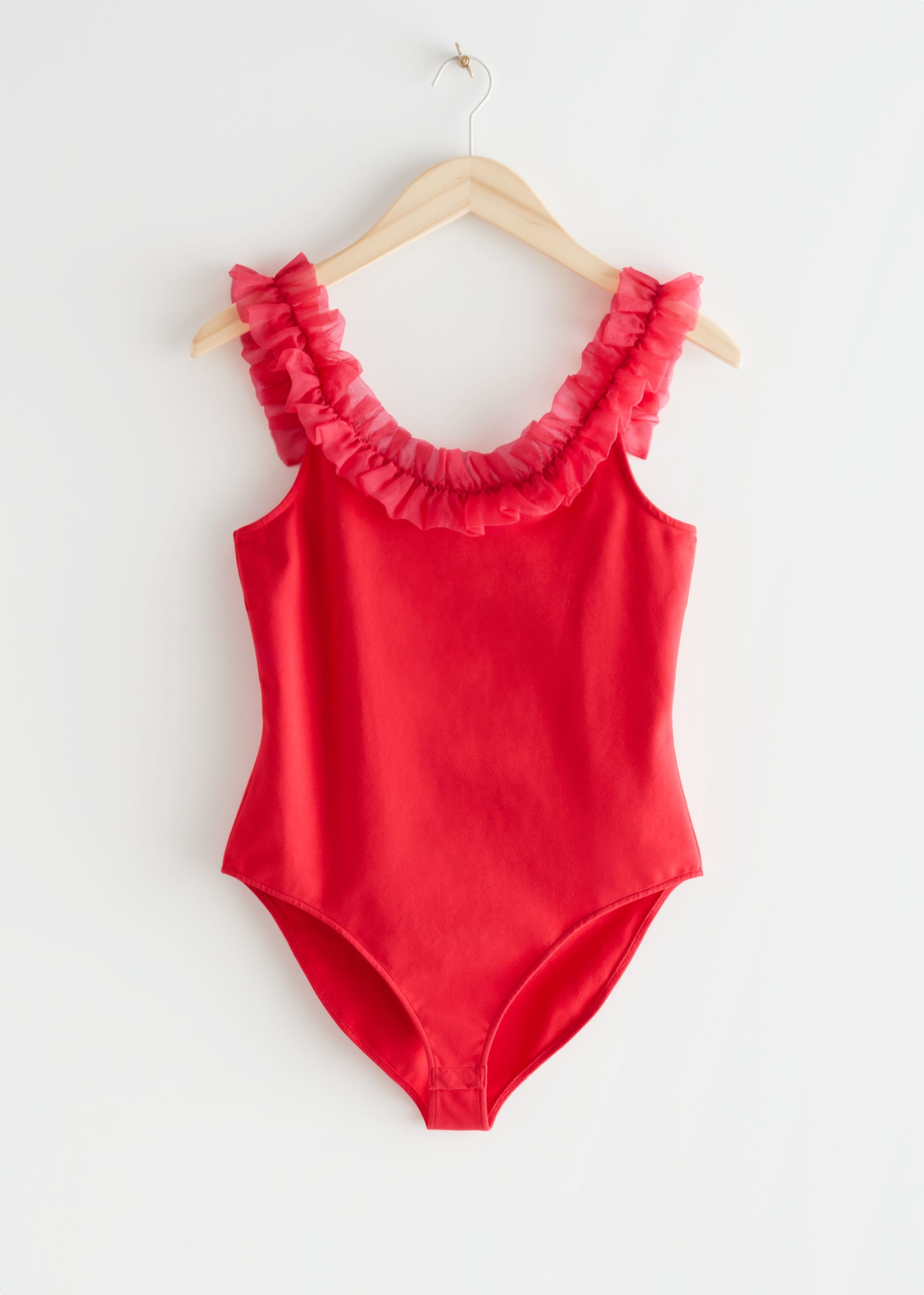 Organza Ruffle Bodysuit - Red - Natura morta