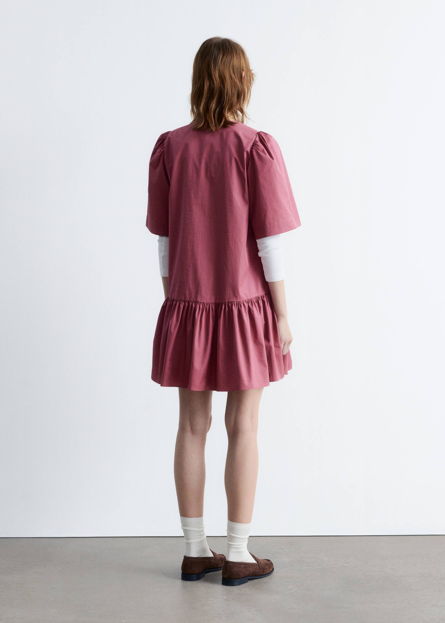 Minivestido peplum - Rosa oscuro/Rojo/Rayas amarillas/Blanco - 3