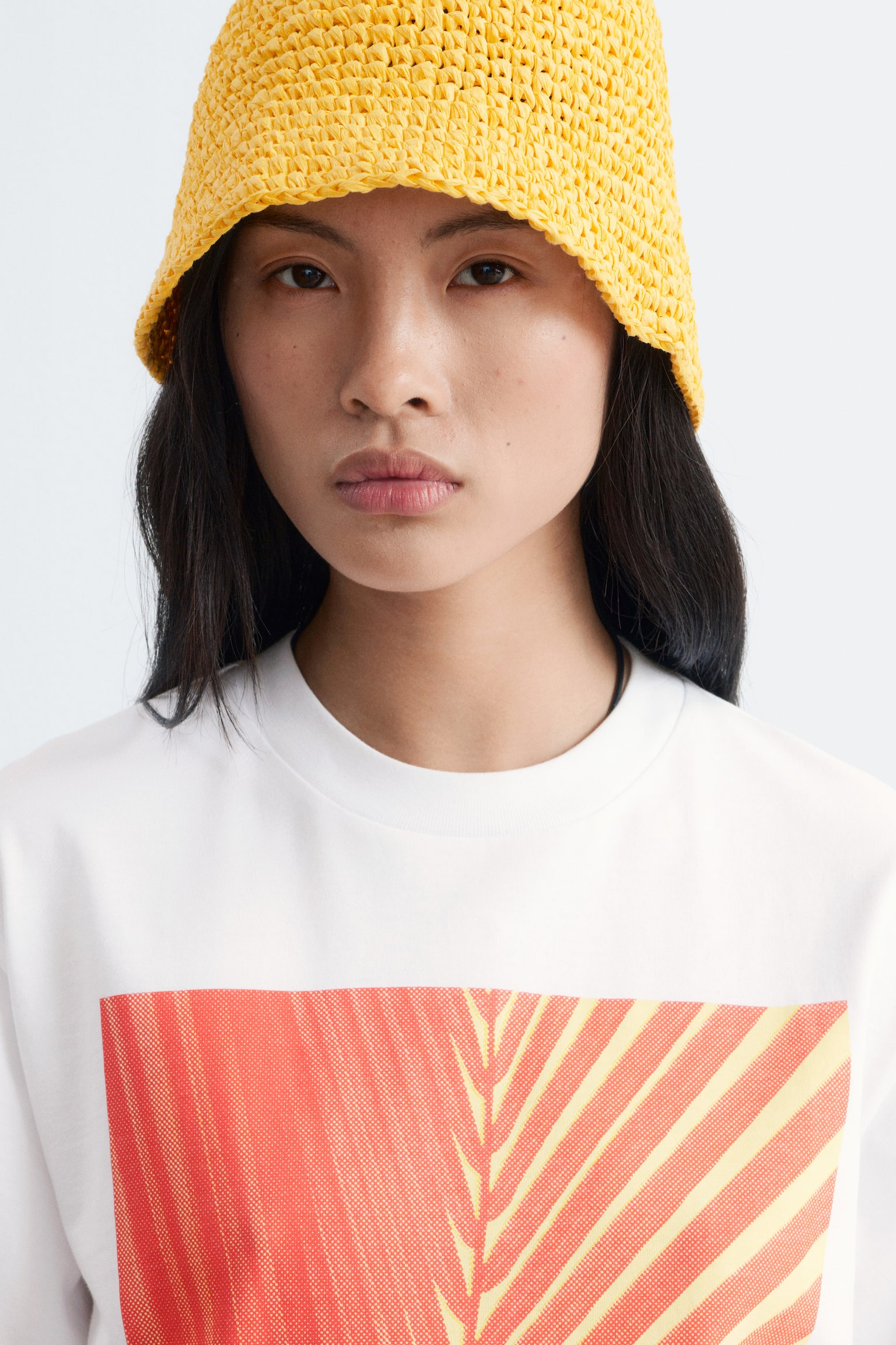 Ruimvallend T-shirt met print - Wit met print - 1