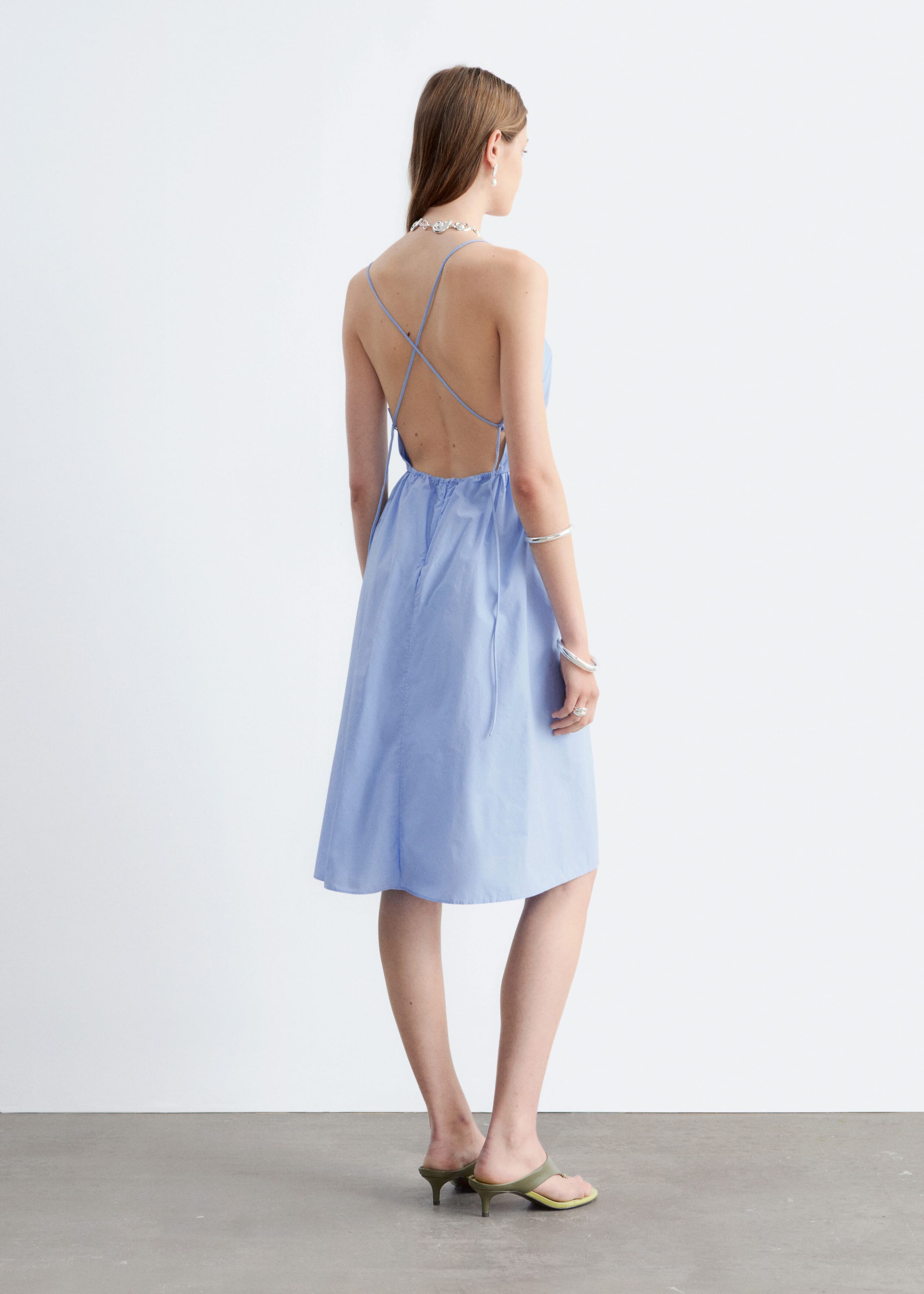 Cotton Midi Dress - Light Blue - Lookbook