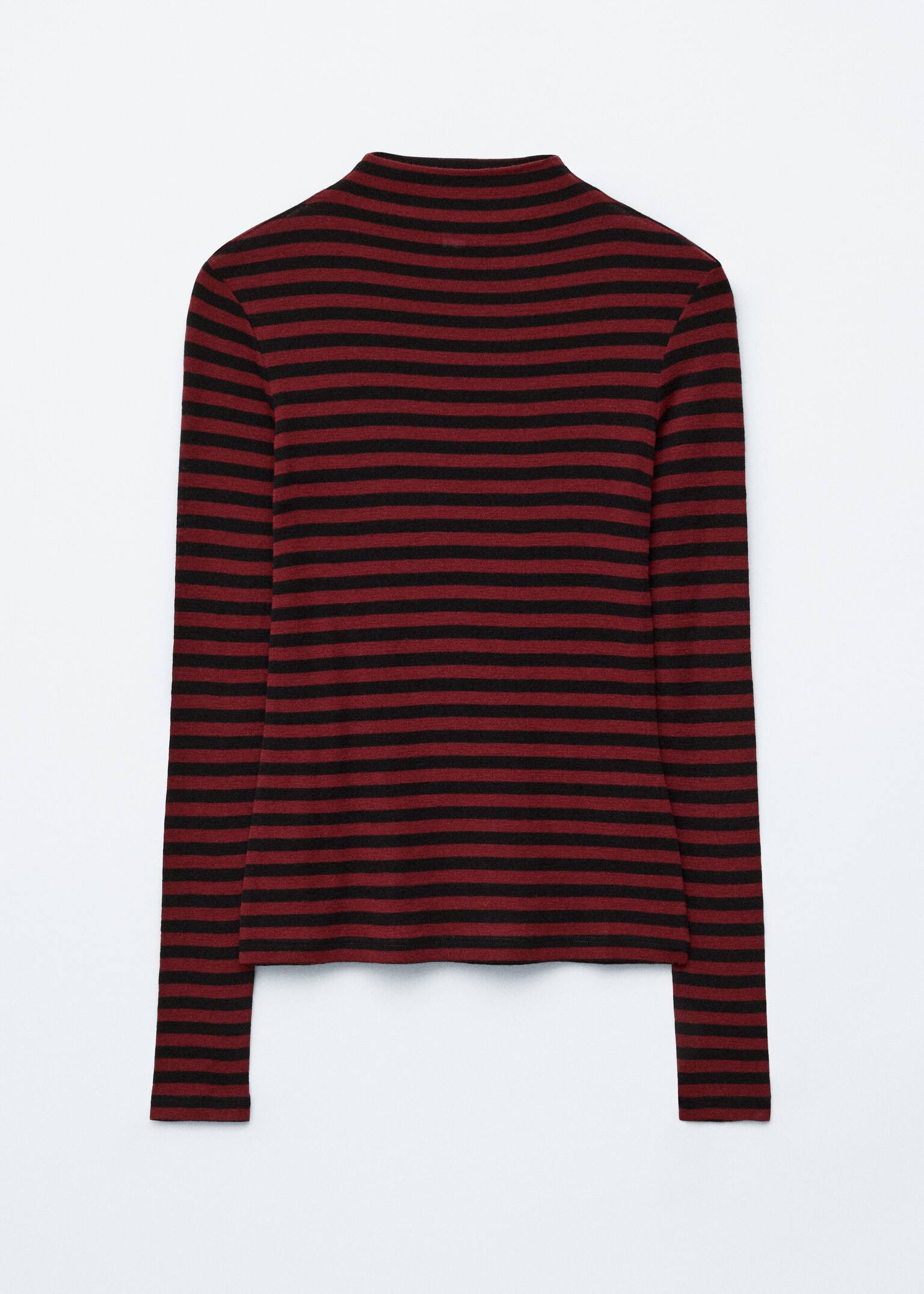 Mock-Neck Top - Red/Black Stripes/Beige Print/Brown Leopard/Black/Beige Stripes/Black/Brown Checked/Dark Brown