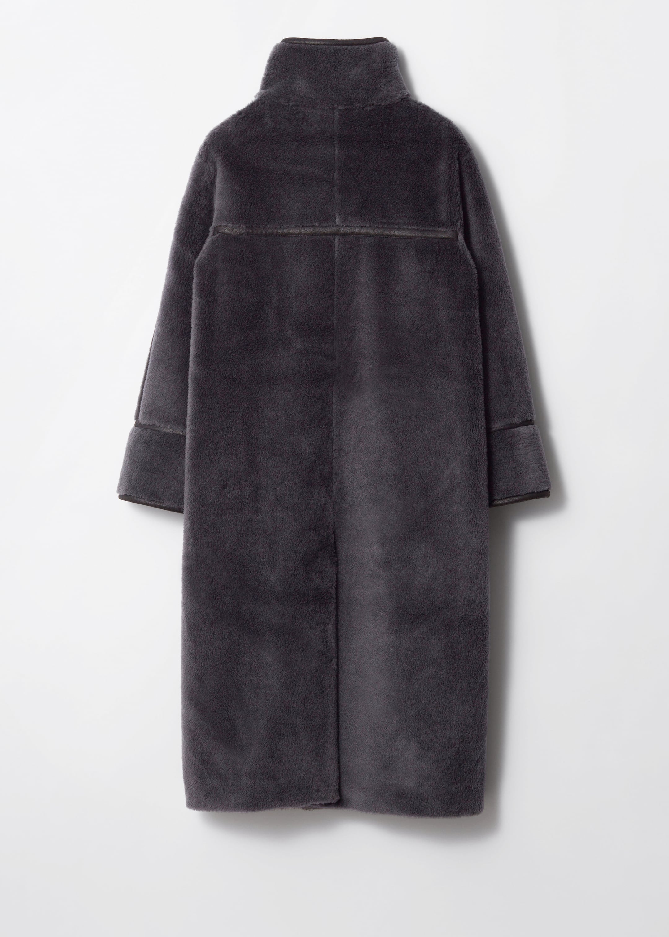 View larger image: Funnel-Neck Faux Shearling Coat - Charcoal - Ladies | H&M GB 2