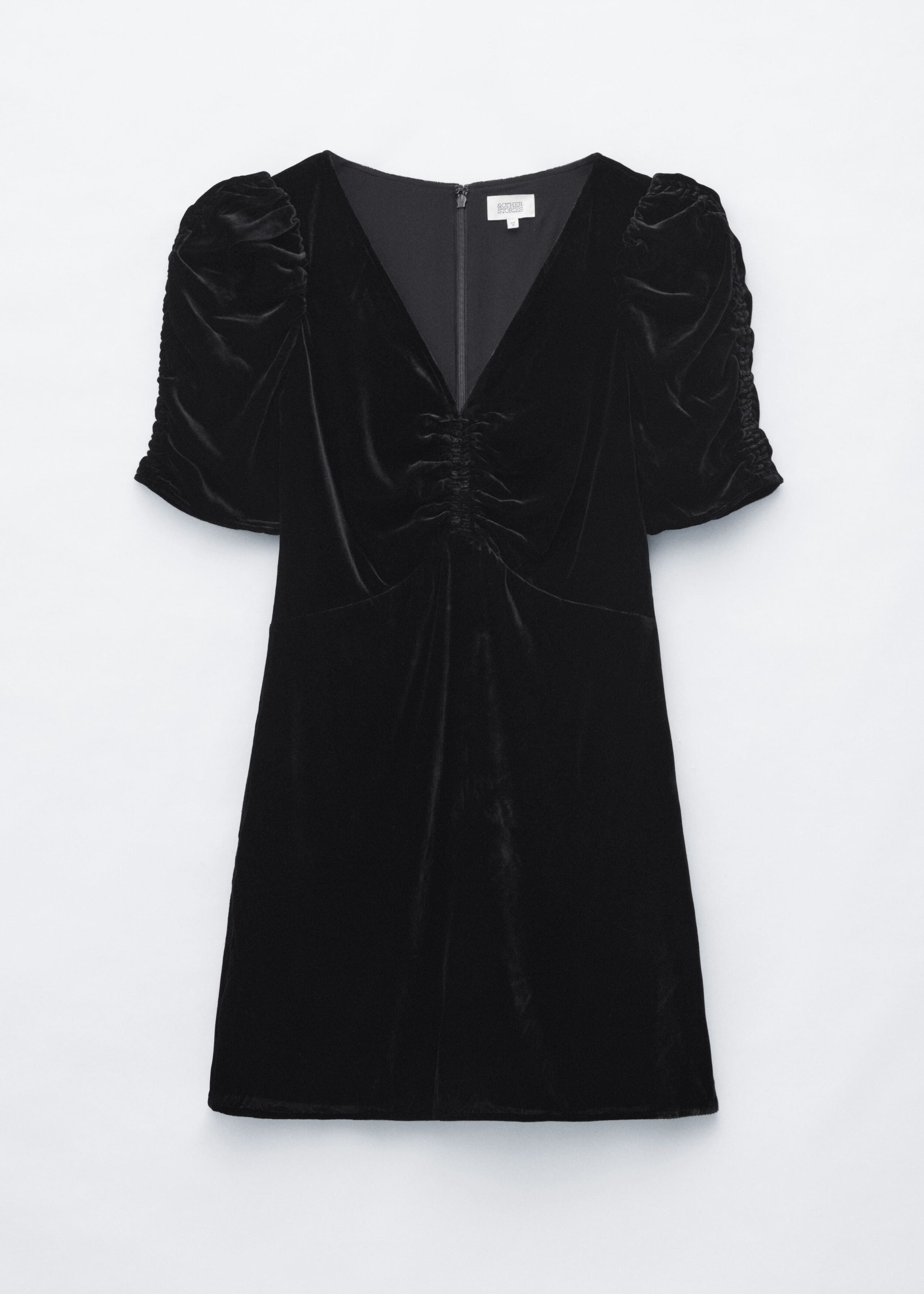Ruched Velvet Dress - Black - Lookbook