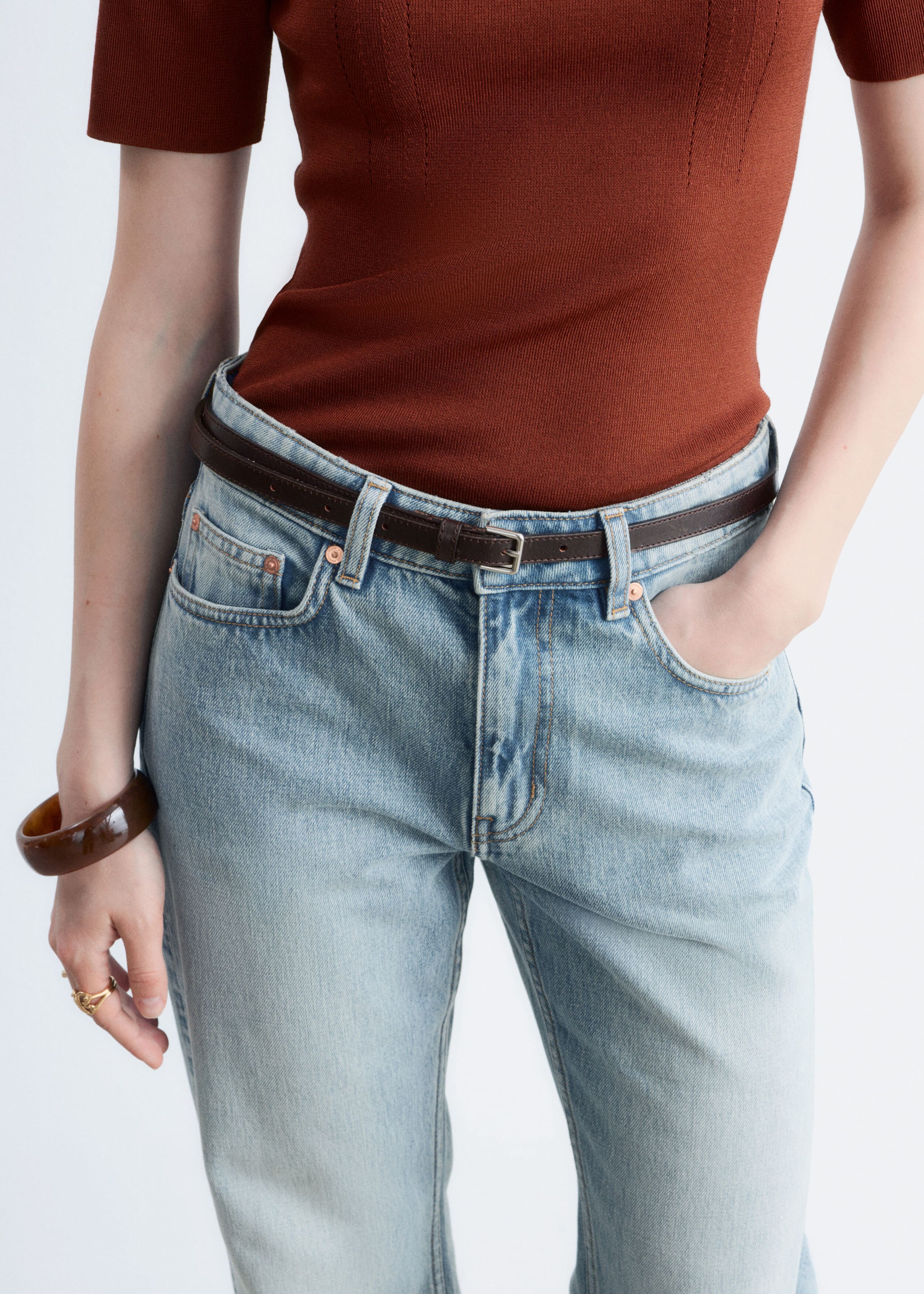 Bootcut-Jeans mit mittelhohem Bund - Retro-Blau - Lookbook