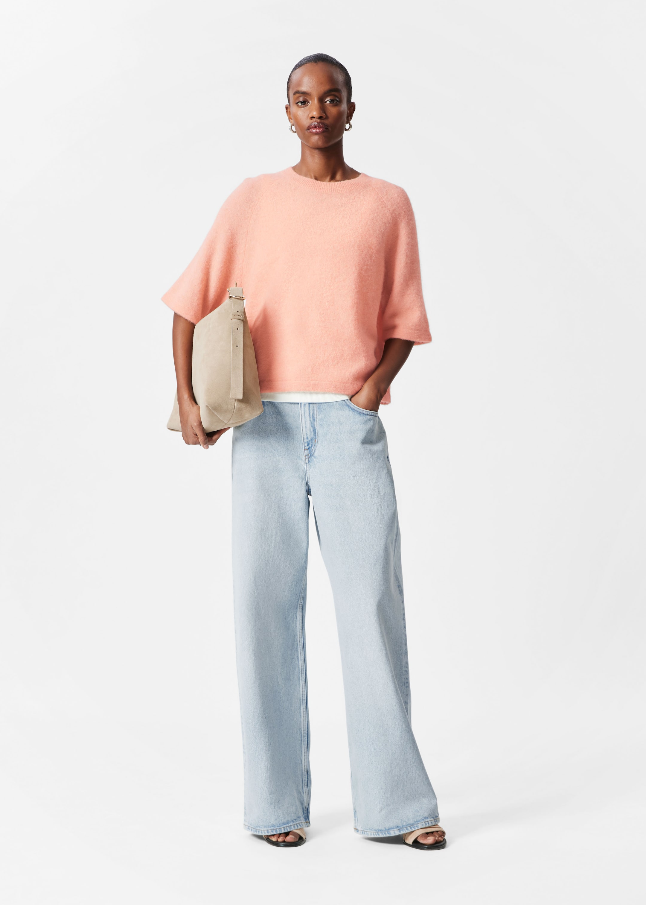 Visa större bild: Stickad topp i alpackablandning - Persika - DAM | H&M SE 3