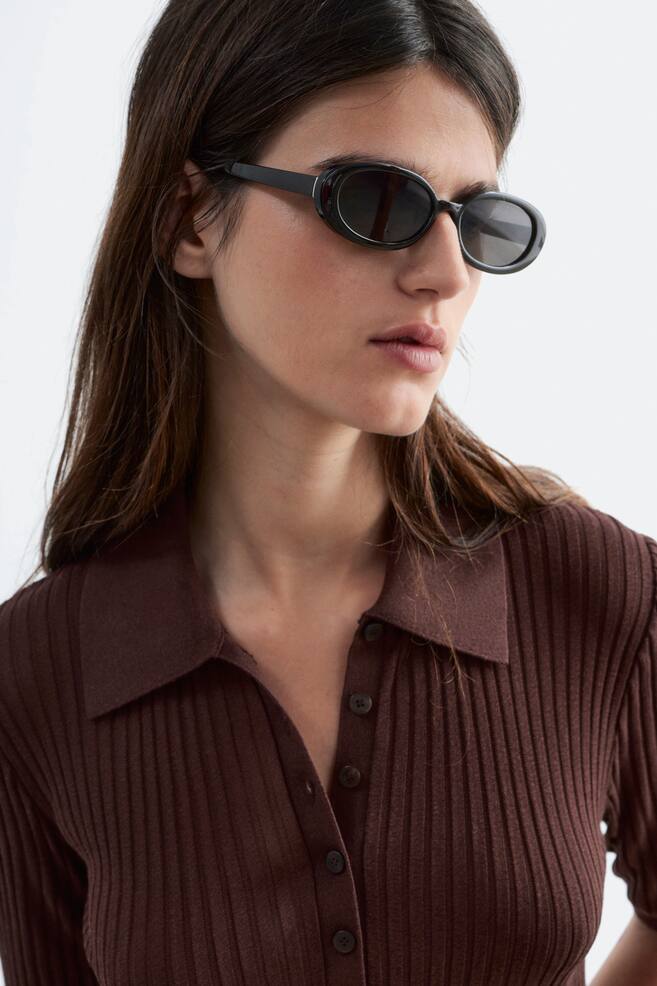 Mini abito lavorato a maglia - Marrone scuro/Verde - 3