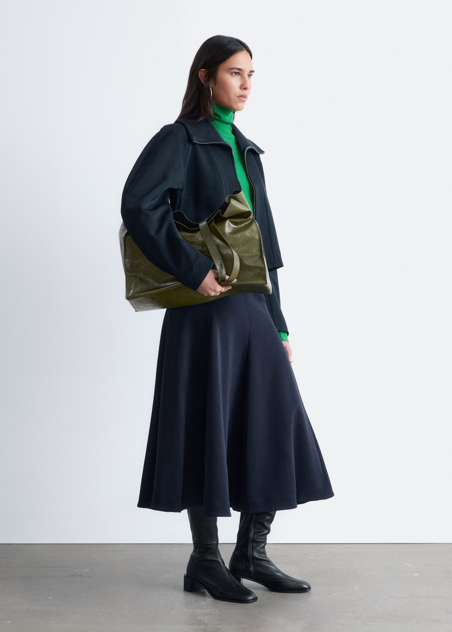 Jakke med voluminøse ærmer - Navy Blue - 10