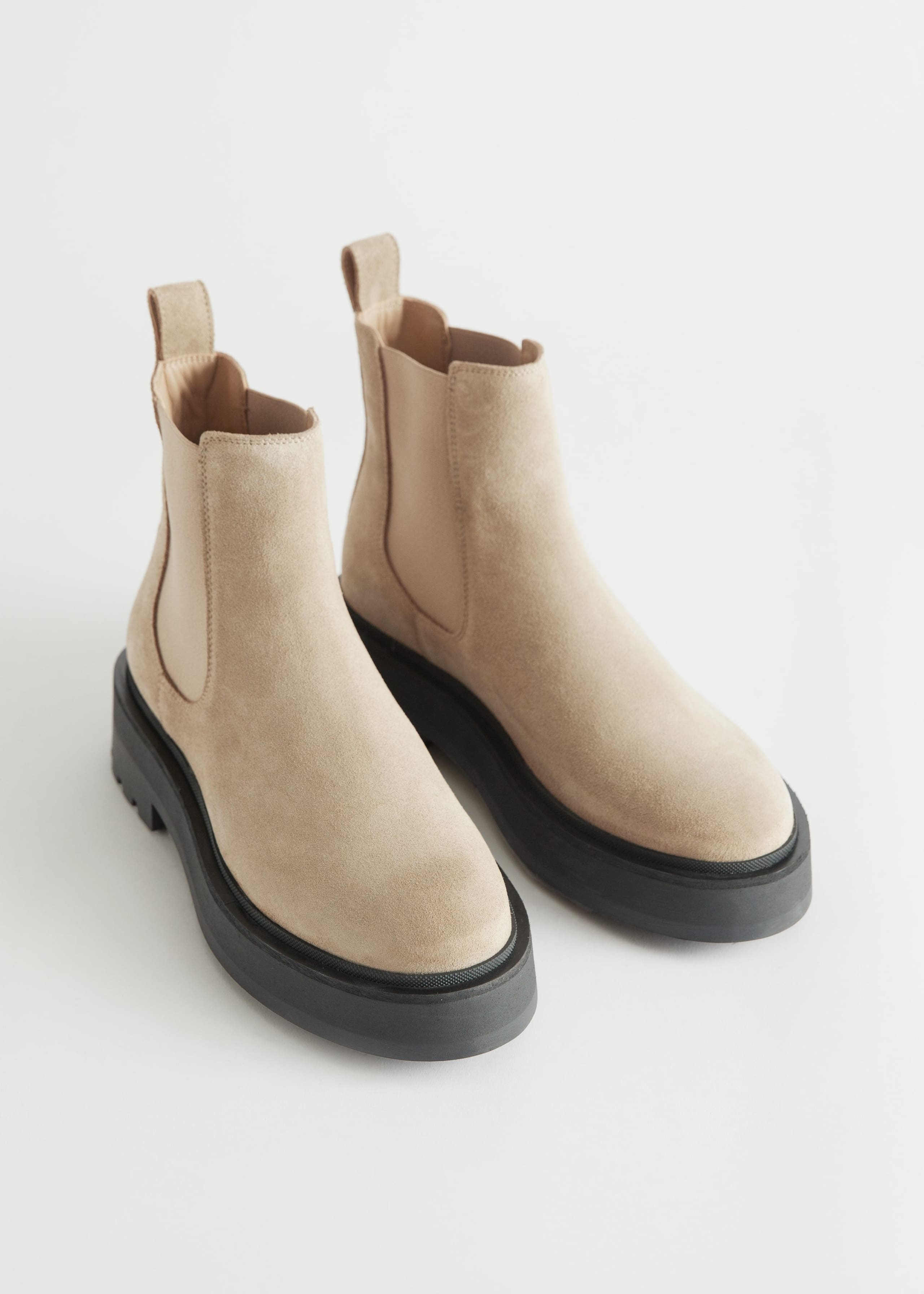 Chunky Chelsea Suede Boots - Beige - Natura morta