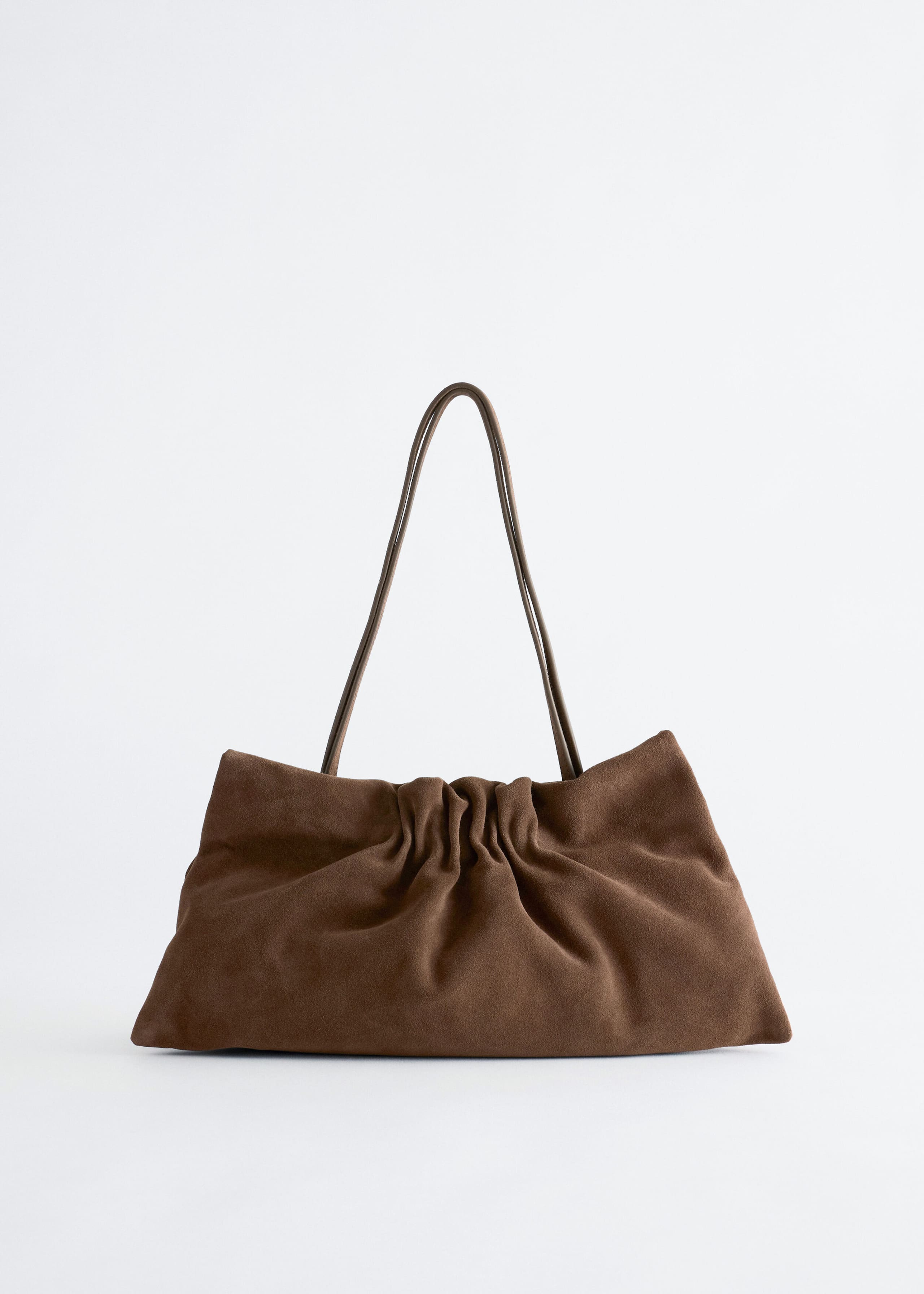 Ruched Leather Shoulder Bag - Brown - Still Life