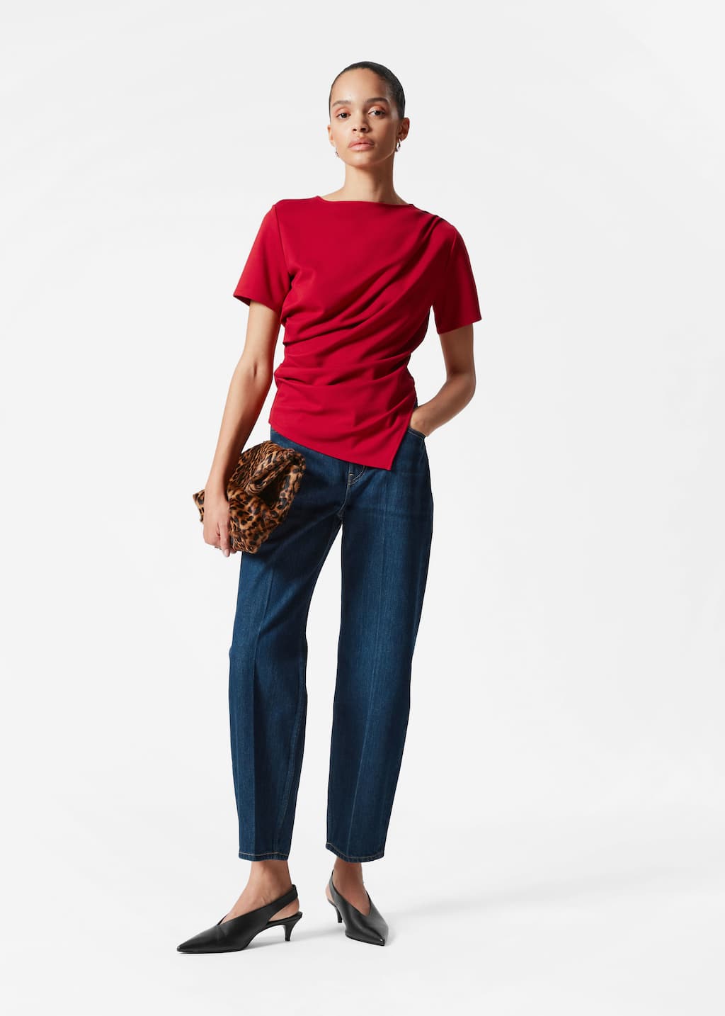 Image of Draped Asymmetric T-shirt