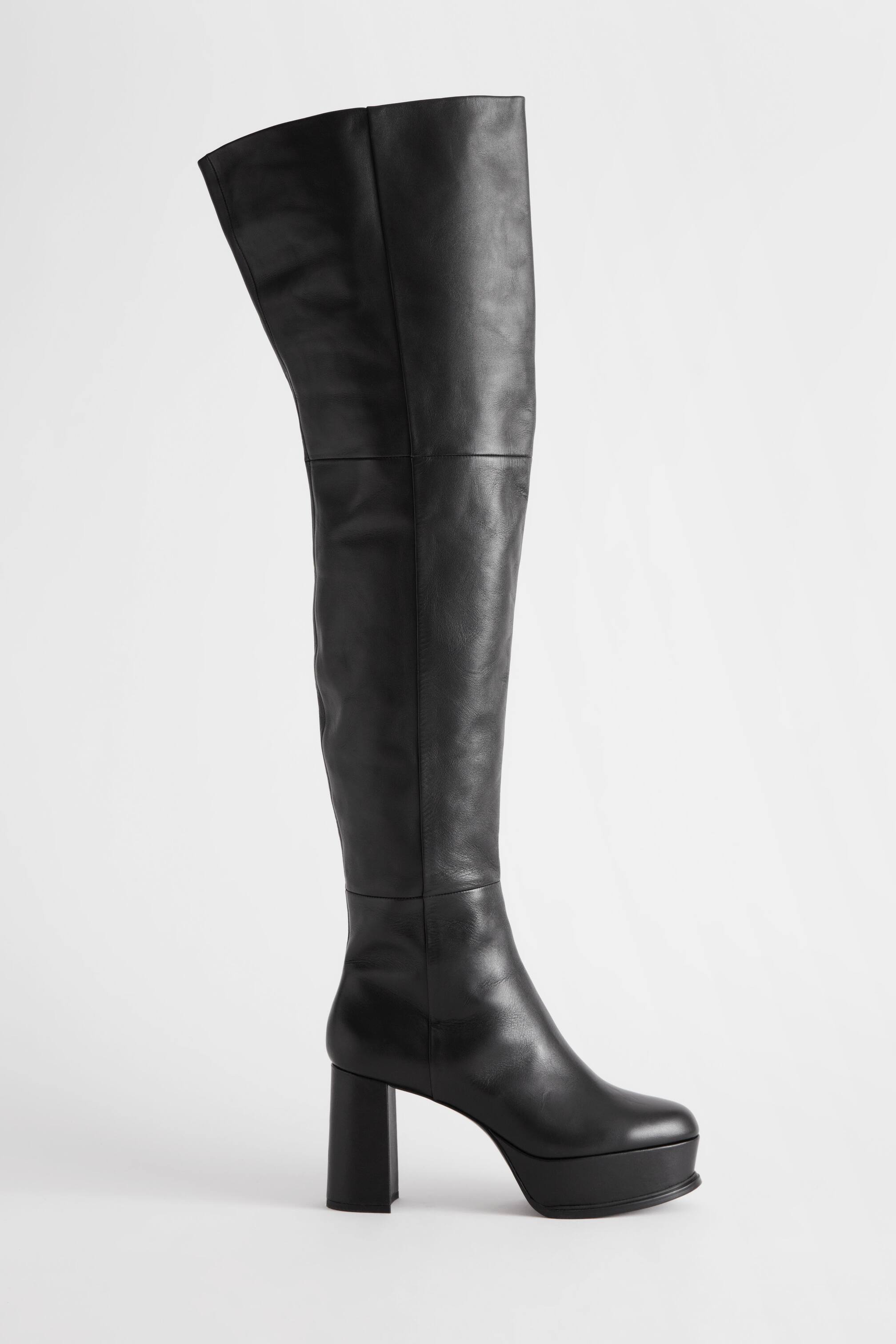 View larger image: Heeled Over-The-Knee Platform Boots - Black - Ladies | H&M GB 1