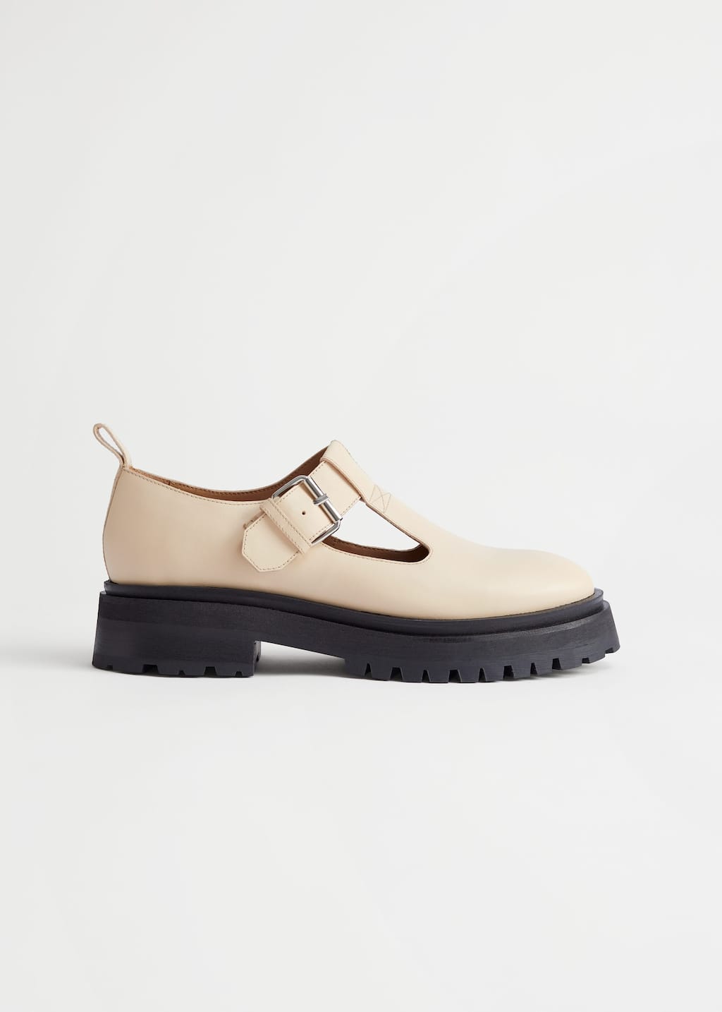 Chunky Leather Derby Shoes - Beige - Stillleben