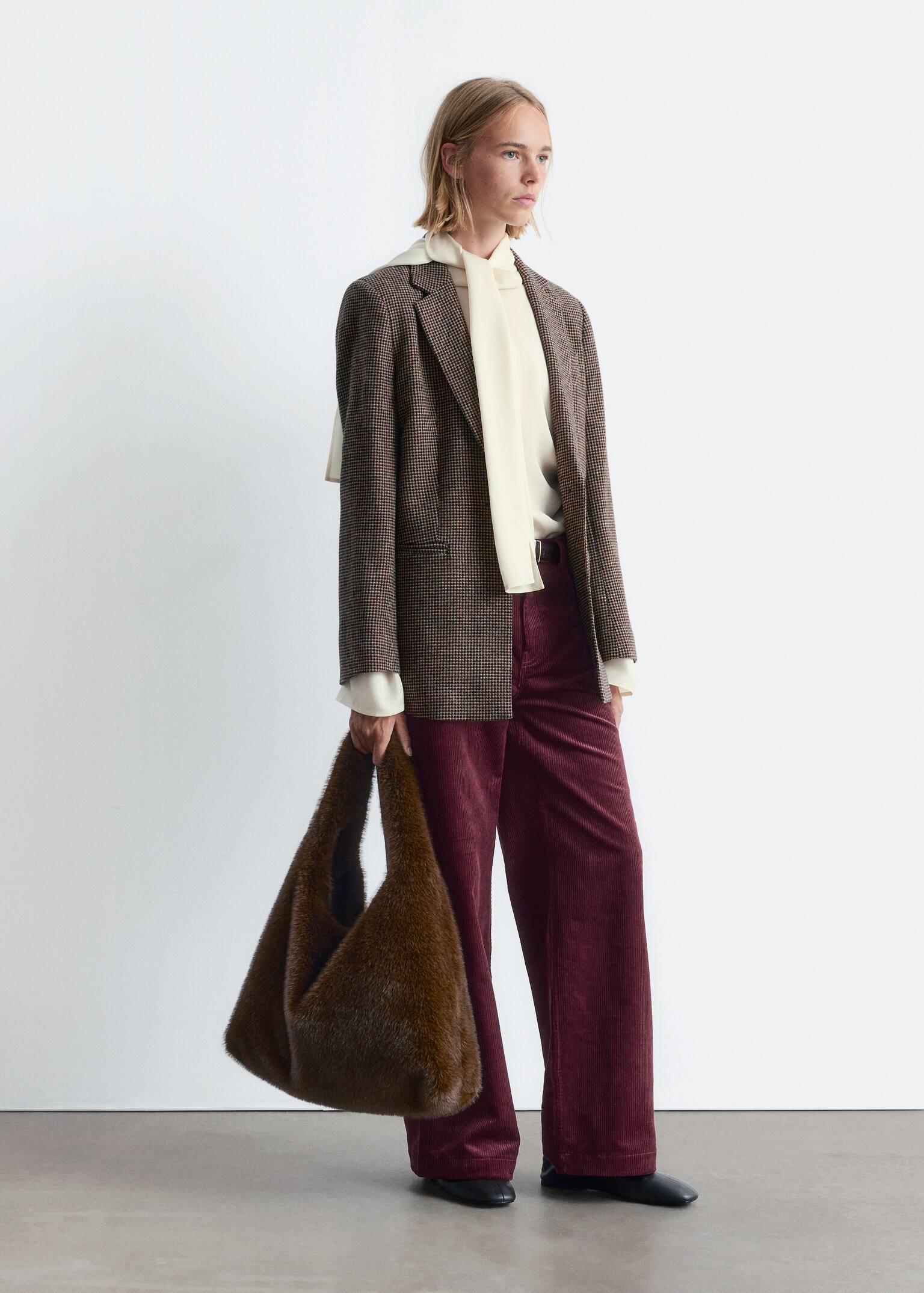 Wool Blazer - Brown Houndstooth/Grey Tweed - 6