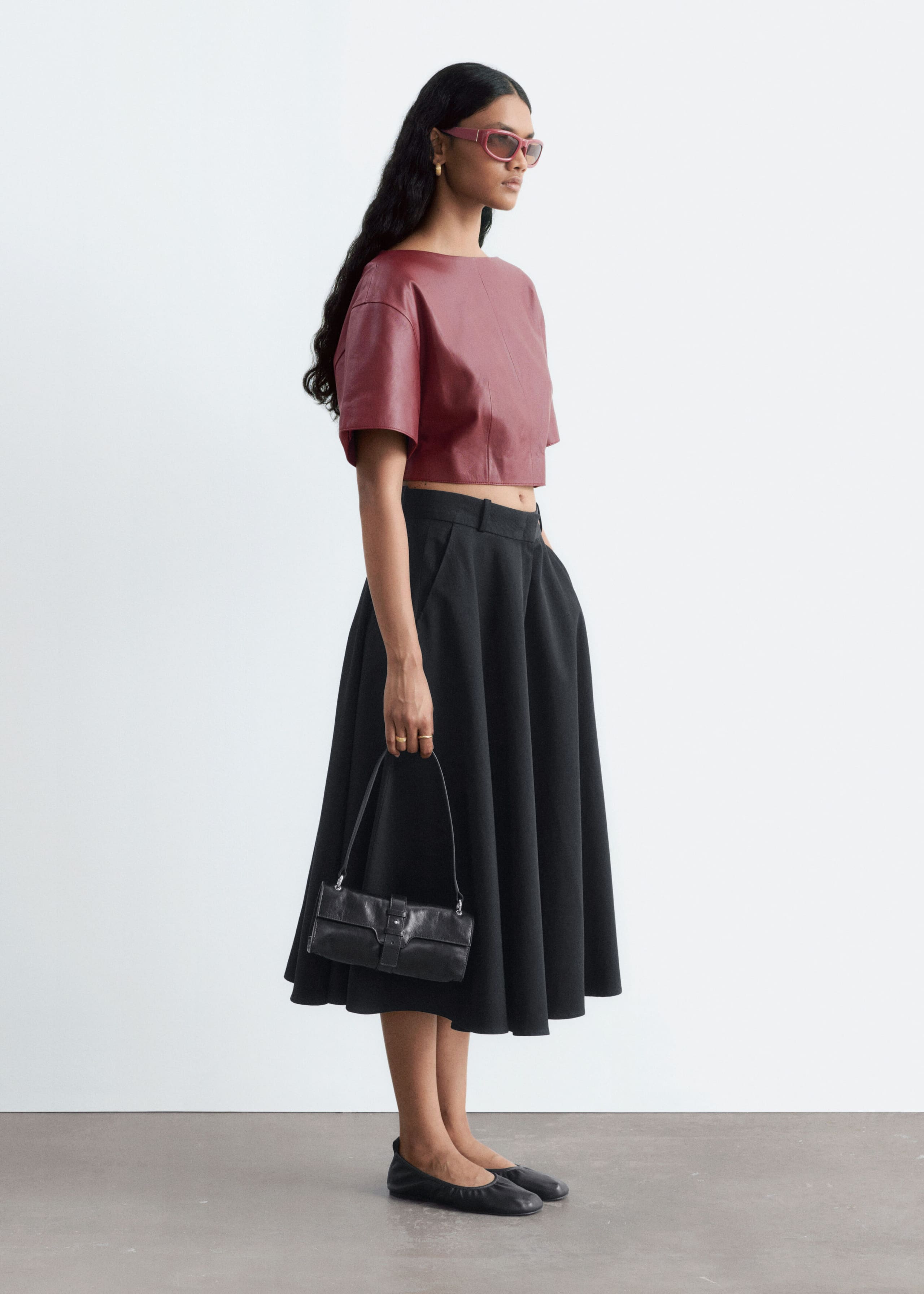 Haut en cuir à nouer au dos - Rouge foncé - Lookbook