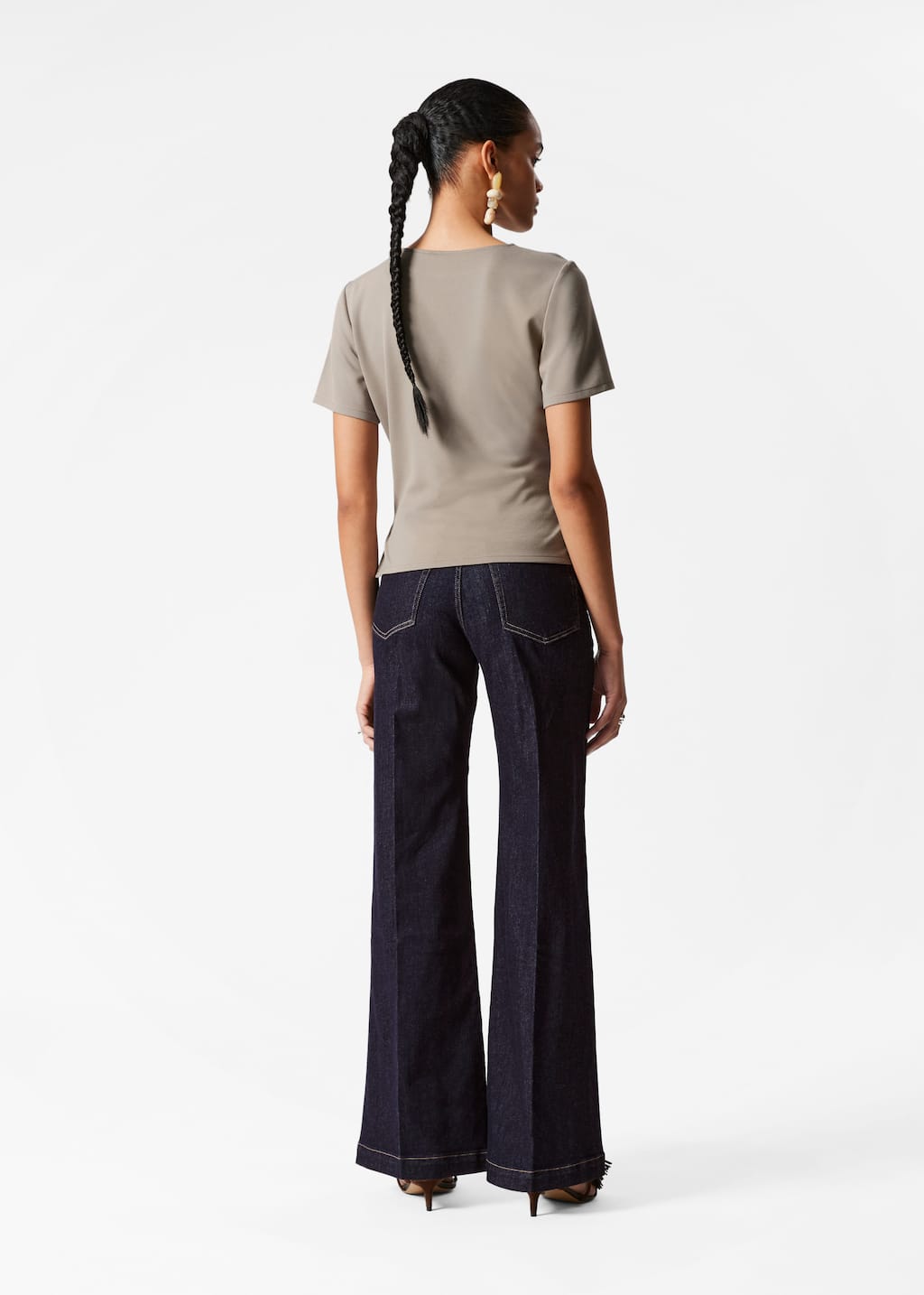 T-shirt asymétrique drapé - Noir - Lookbook