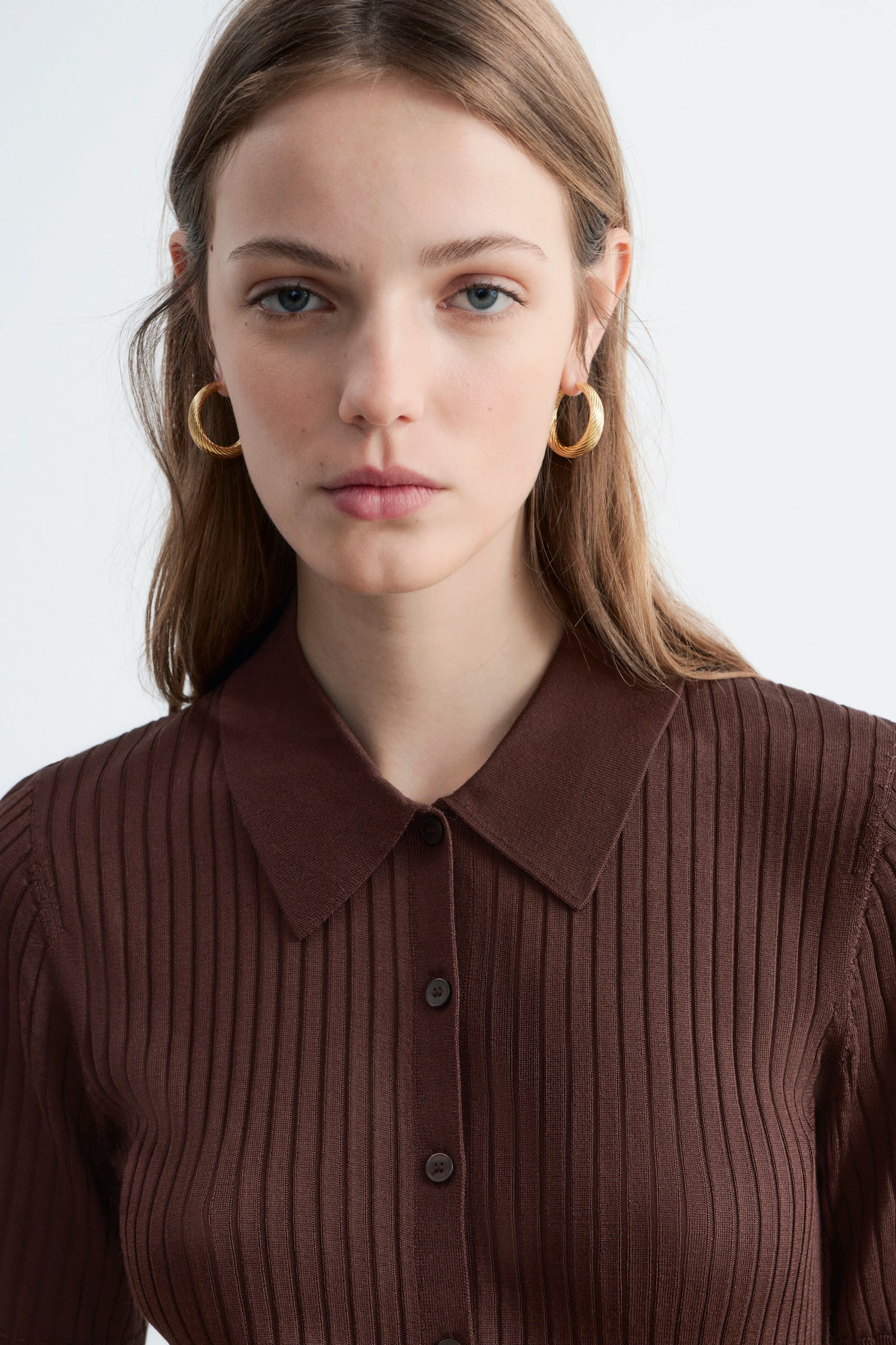 חולצת סריג ריב - חום כהה/צהוב/ירוק - 6