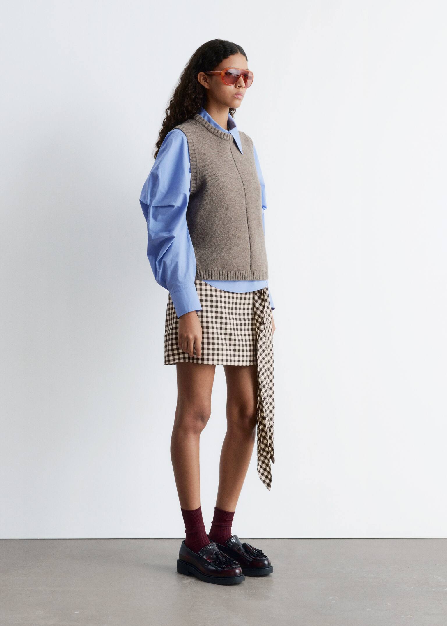Knitted Sweater Vest - Mole/Navy Blue - 6