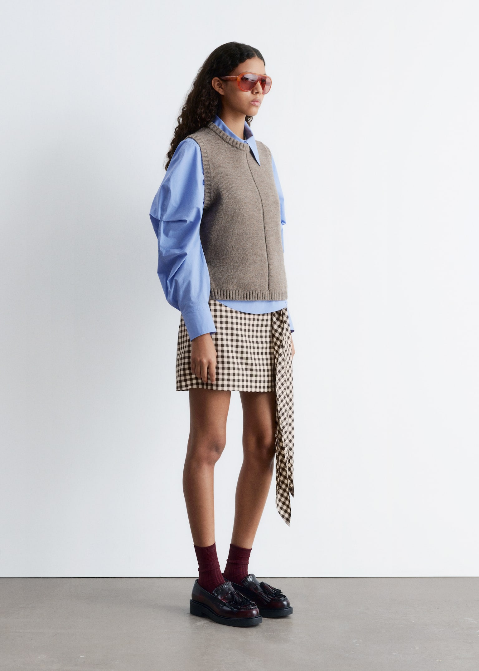 Knitted Sweater Vest - Topo/Azul marino
