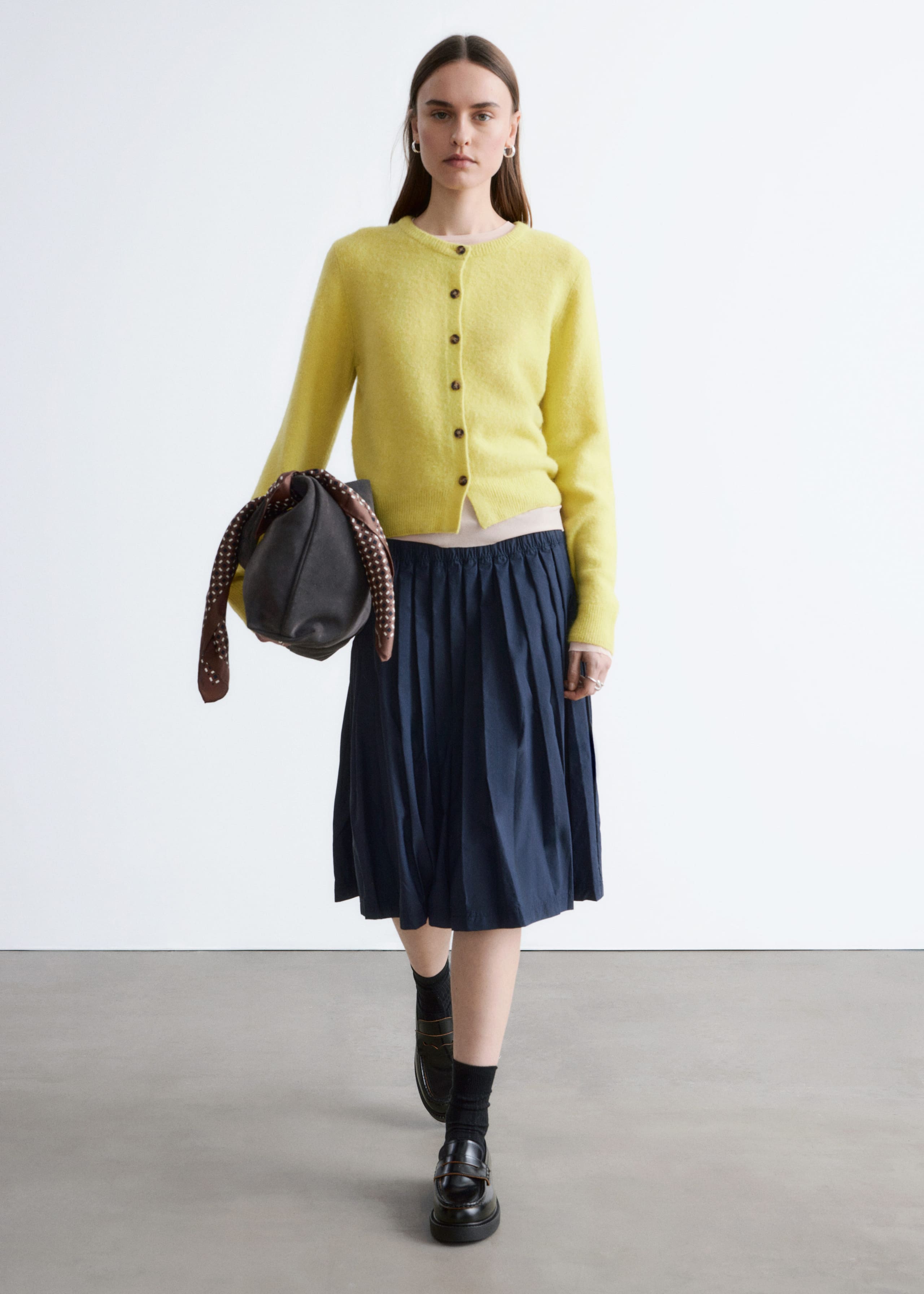 Image of Pleated Midi Skirt