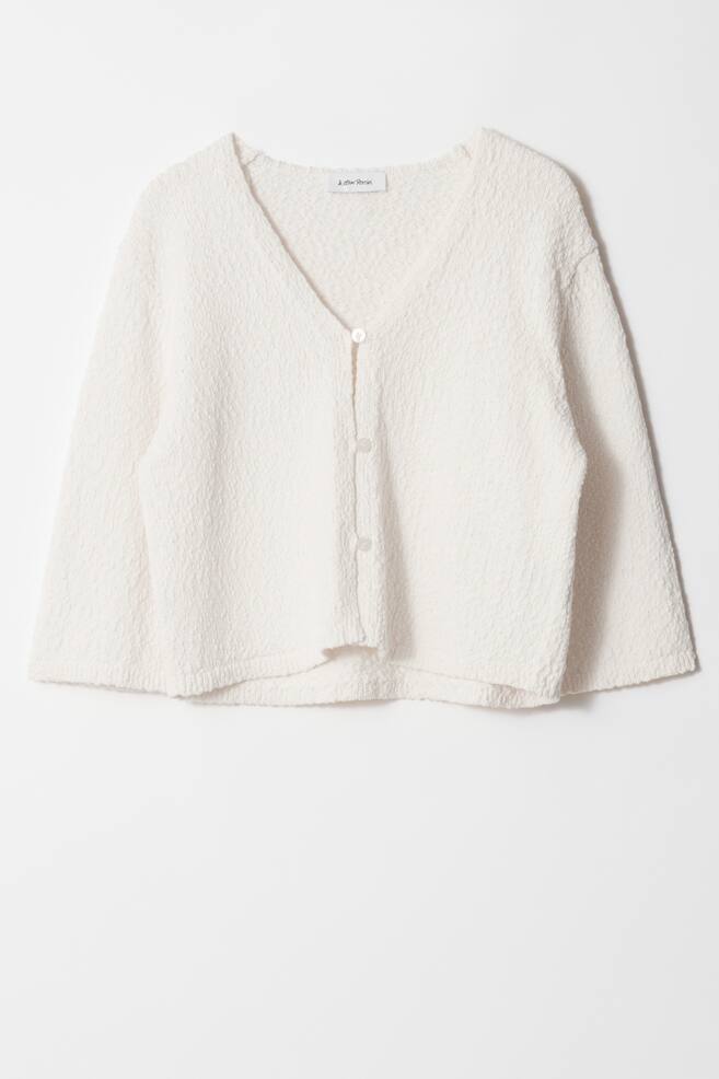 Cardigan a maniche corte lavorato a maglia - Bianco - 1