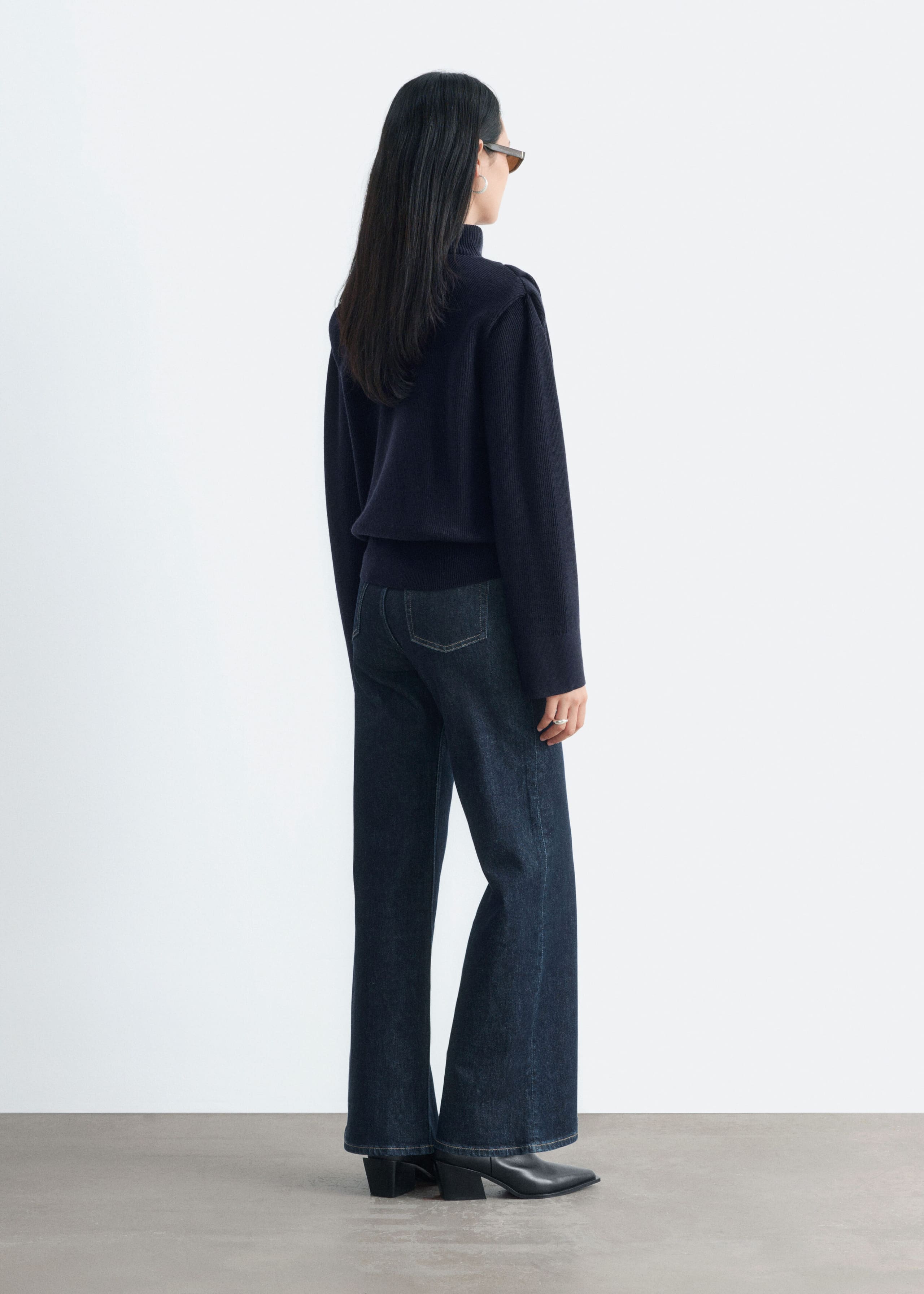 Pleat-Detail Wool Jumper - Dark Blue - Lookbook