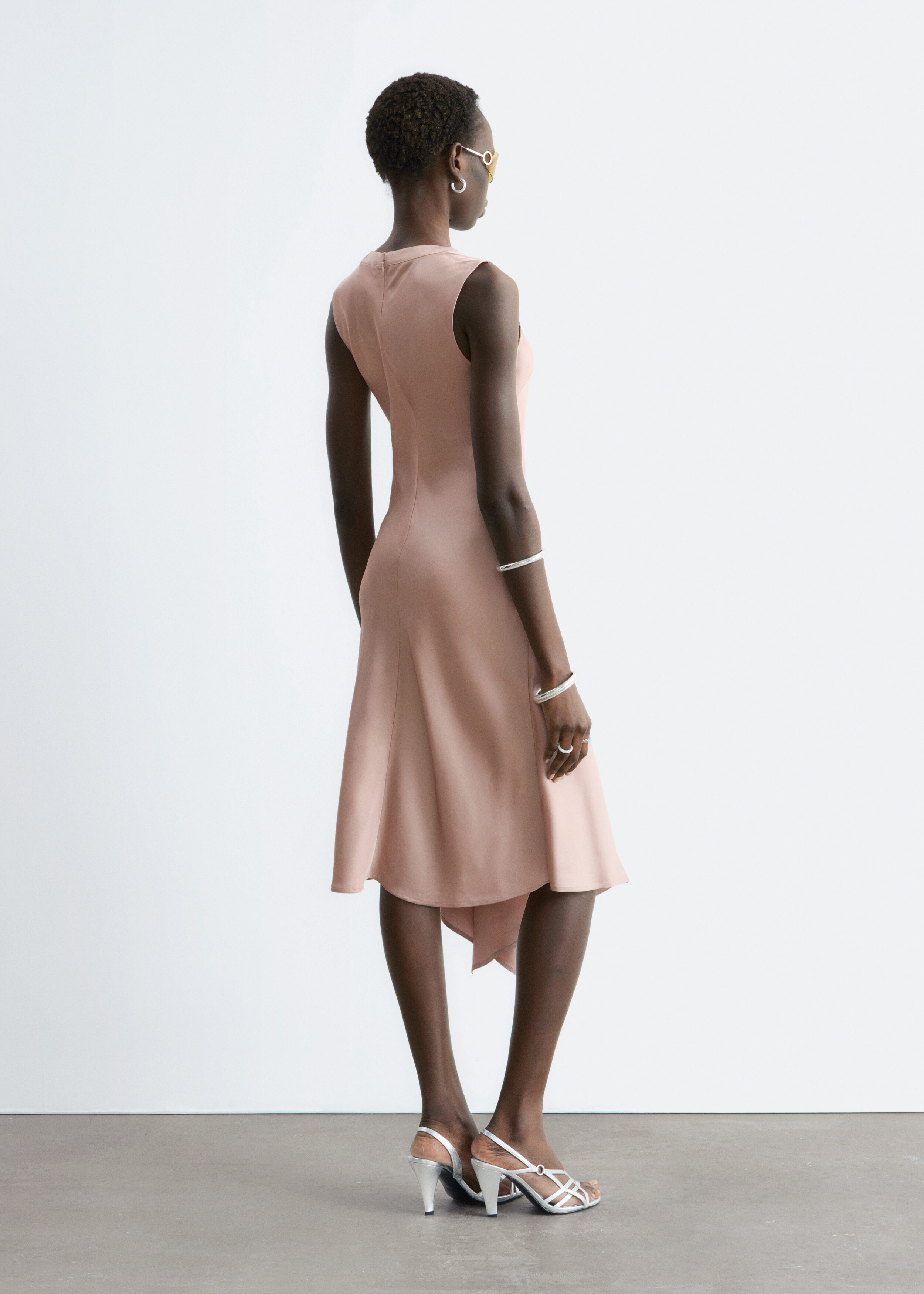 knee length dresses for ladies Asymmetrical Open Back Draped Midi Dress main image 0