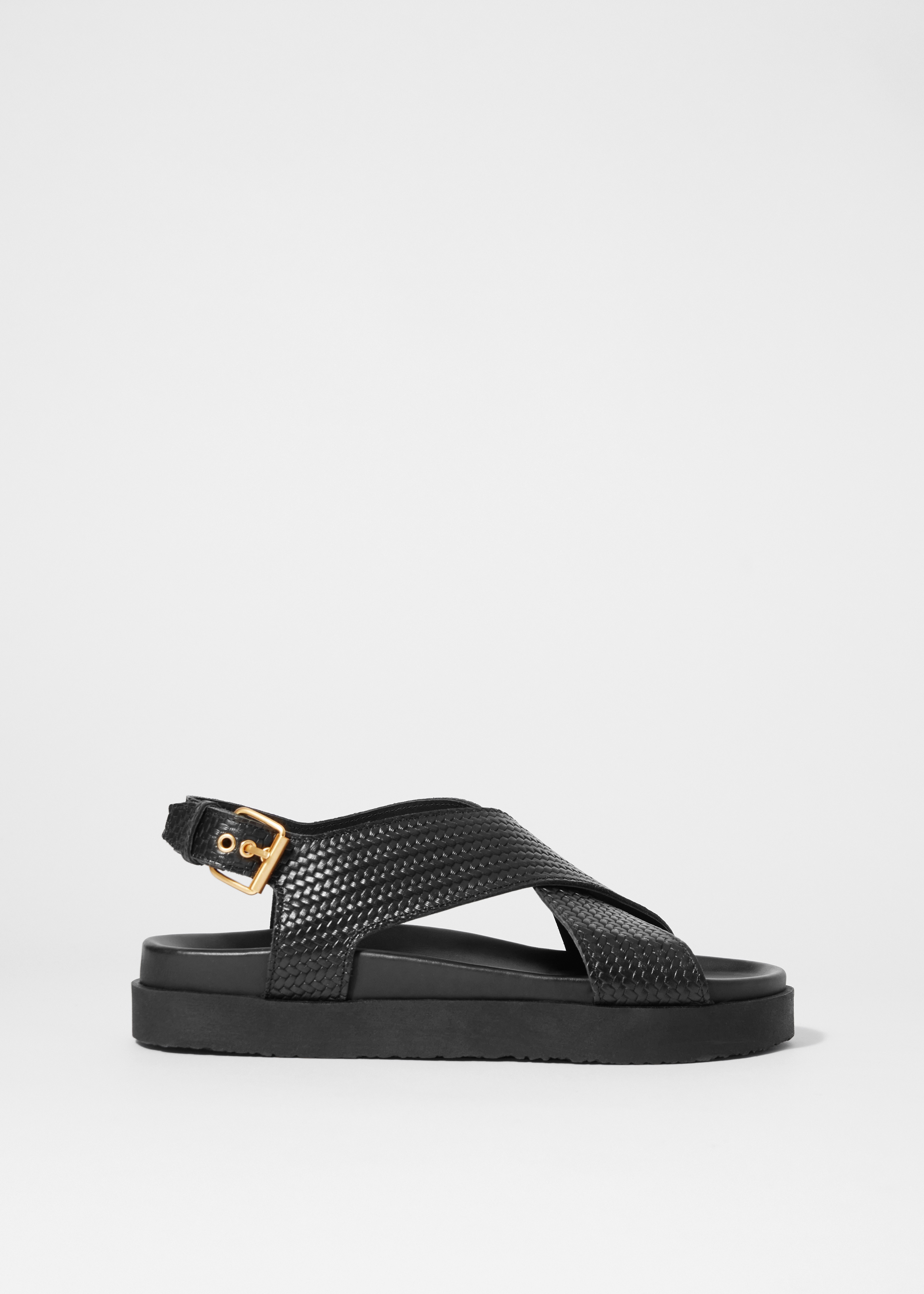 Criss-Cross Leather Sandals - Black