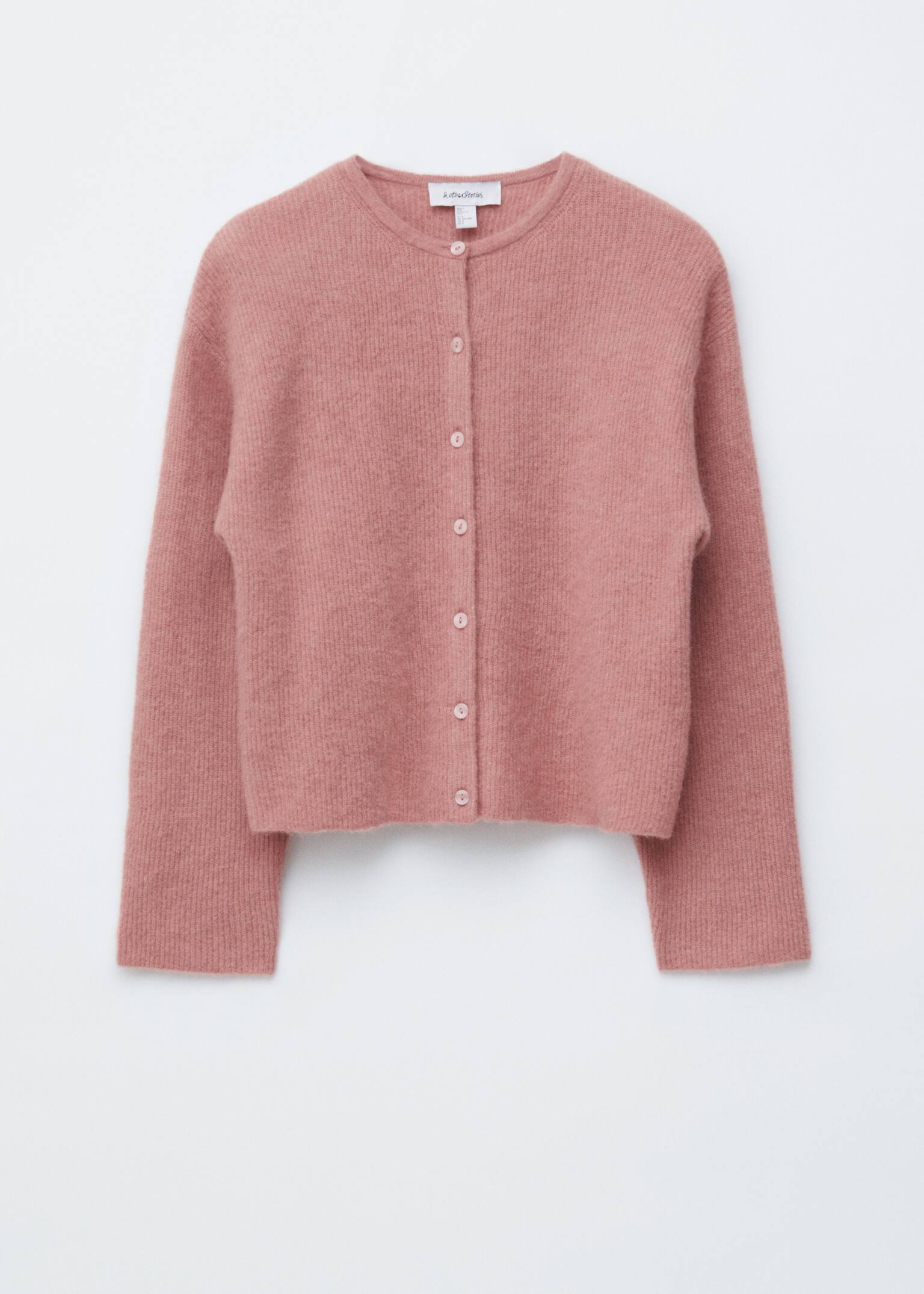 Strickjacke aus Alpaka-Mix - Hellrosa/Graubraun/Taupe/Braun/Weinrot meliert/Weiß/Grau - 6