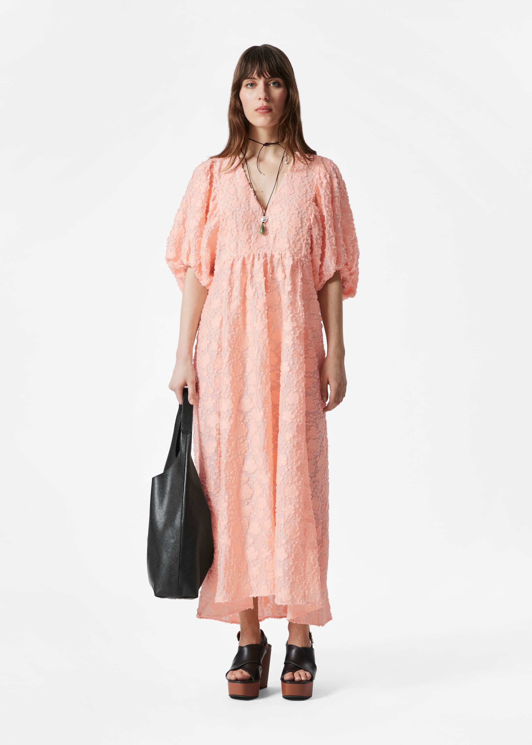 Größeres Bild anzeigen: Maxikleid mit Puffärmeln - Pfirsich - Ladies | H&M AT 1