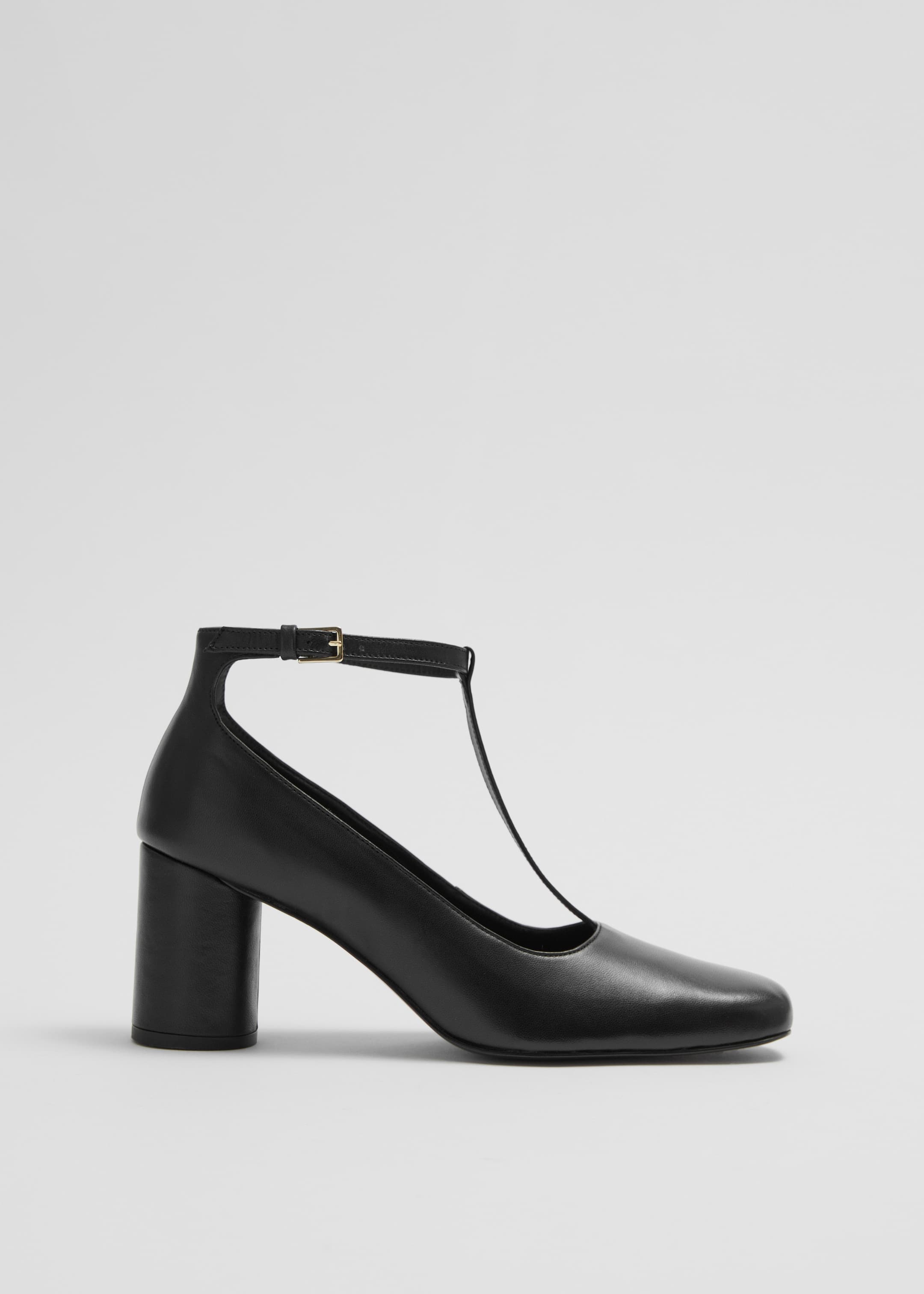 Grotere afbeelding bekijken: Leren pumps met T-vormige band - Zwart - DAMES | H&M NL 1