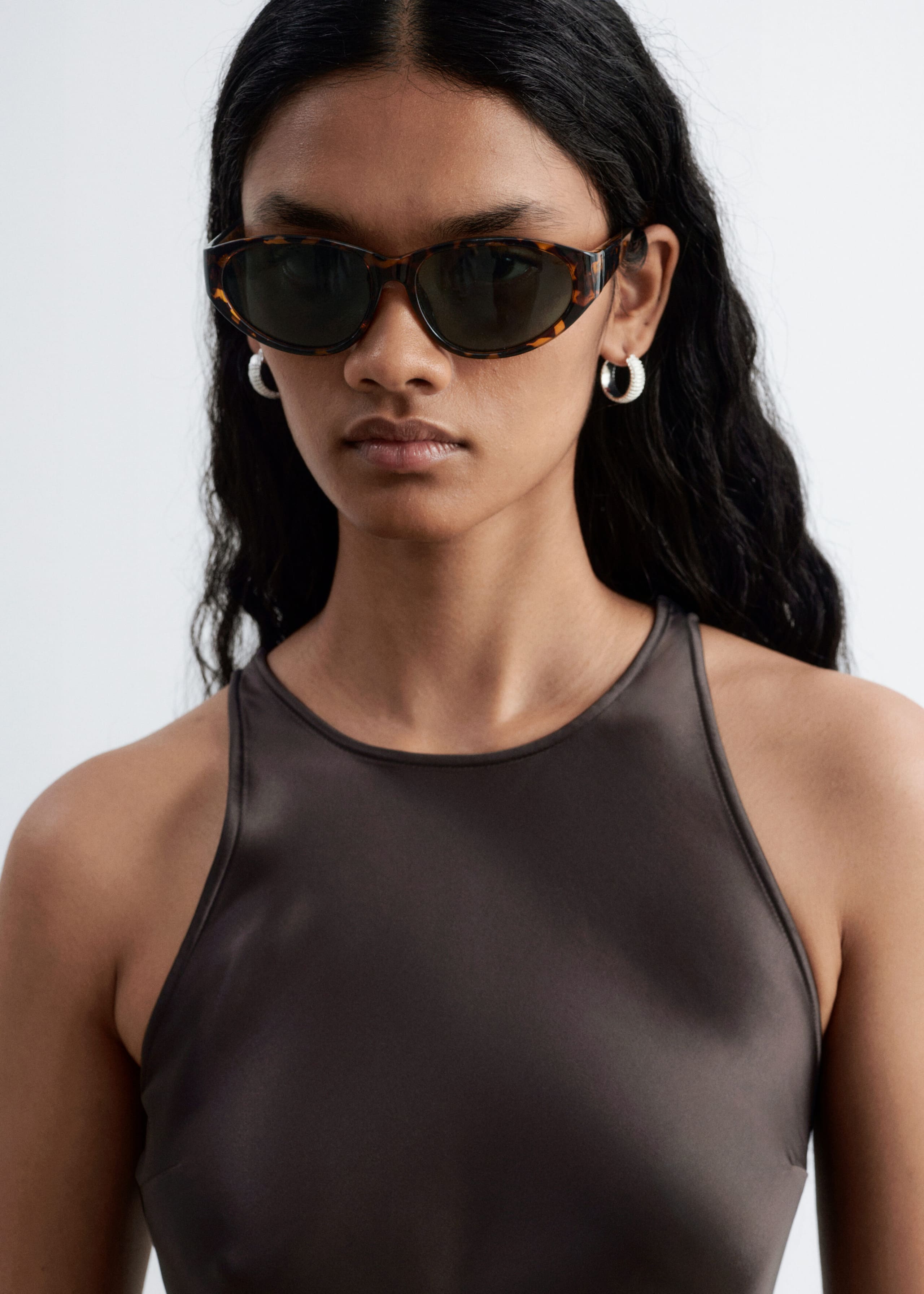 Sleeveless Satin Midi Dress - Dark Brown - Still Life