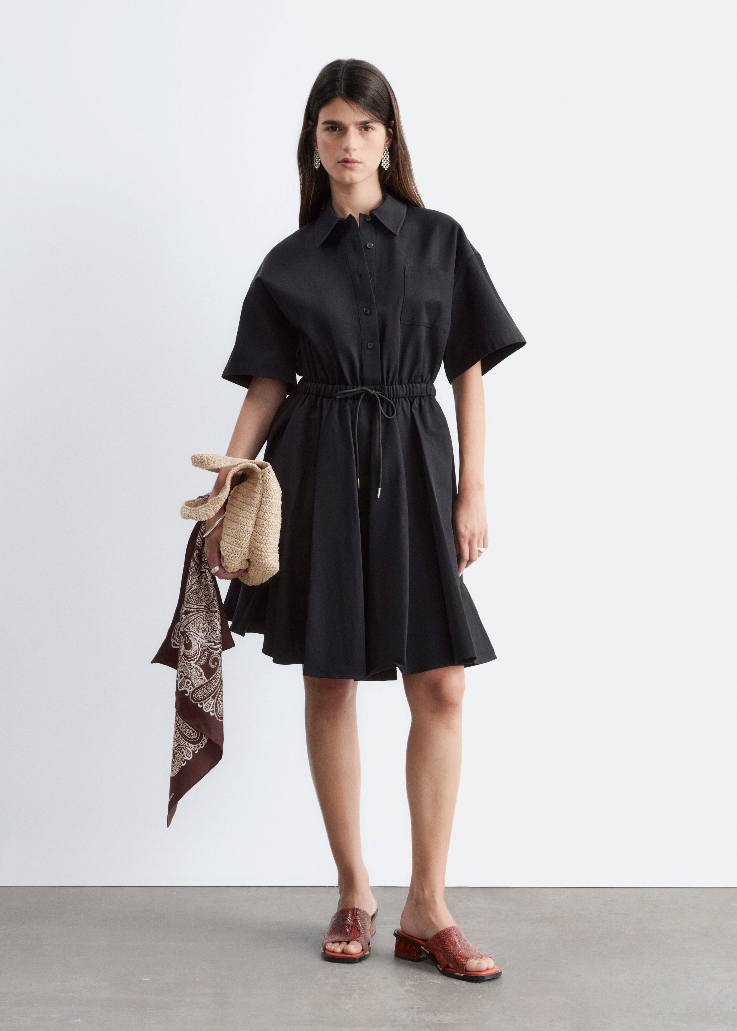 Flared Drawcord Mini Dress - Black - & Other Stories GB