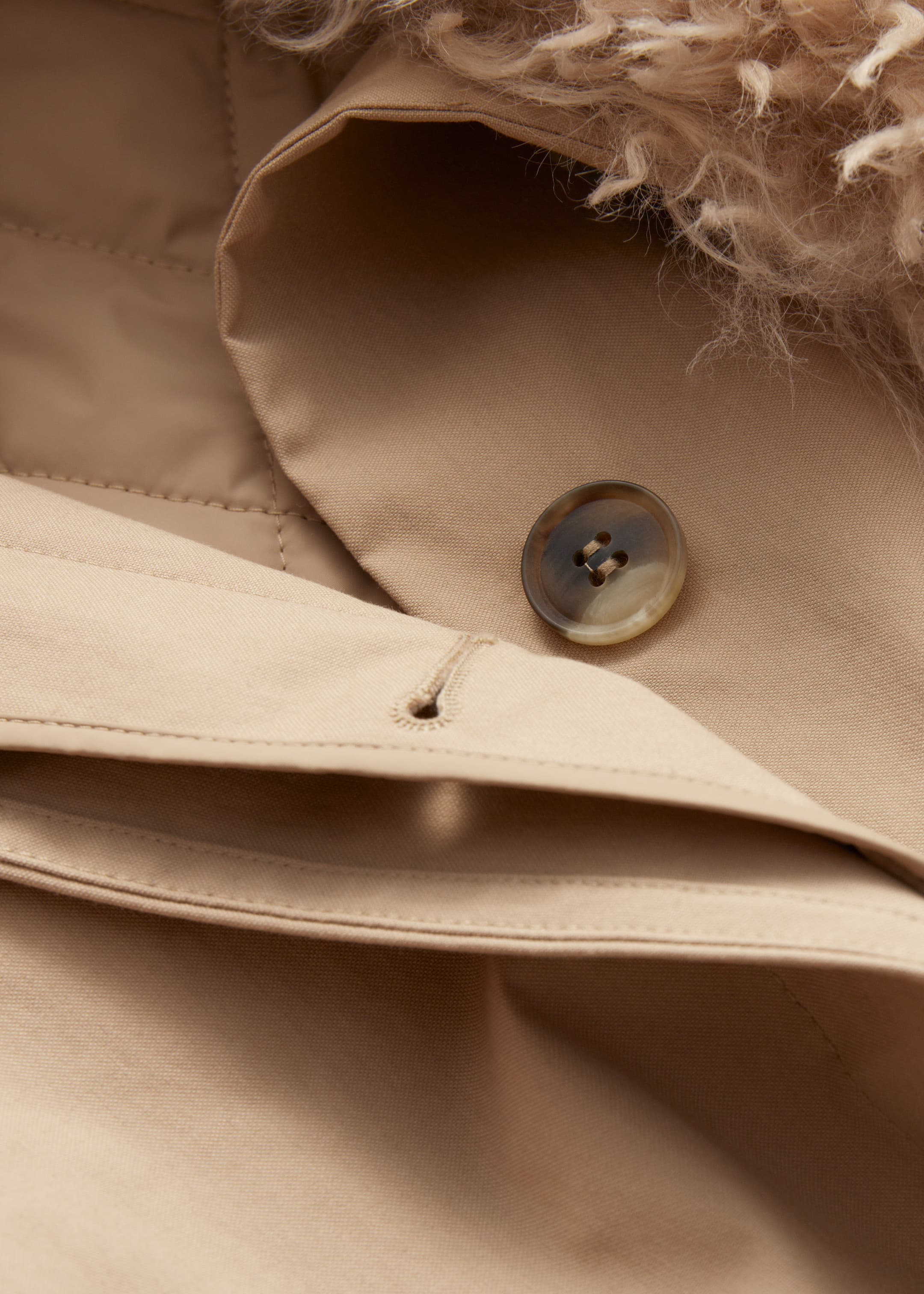 View larger image: Faux Fur Collar Coat - Beige - Ladies | H&M GB 4