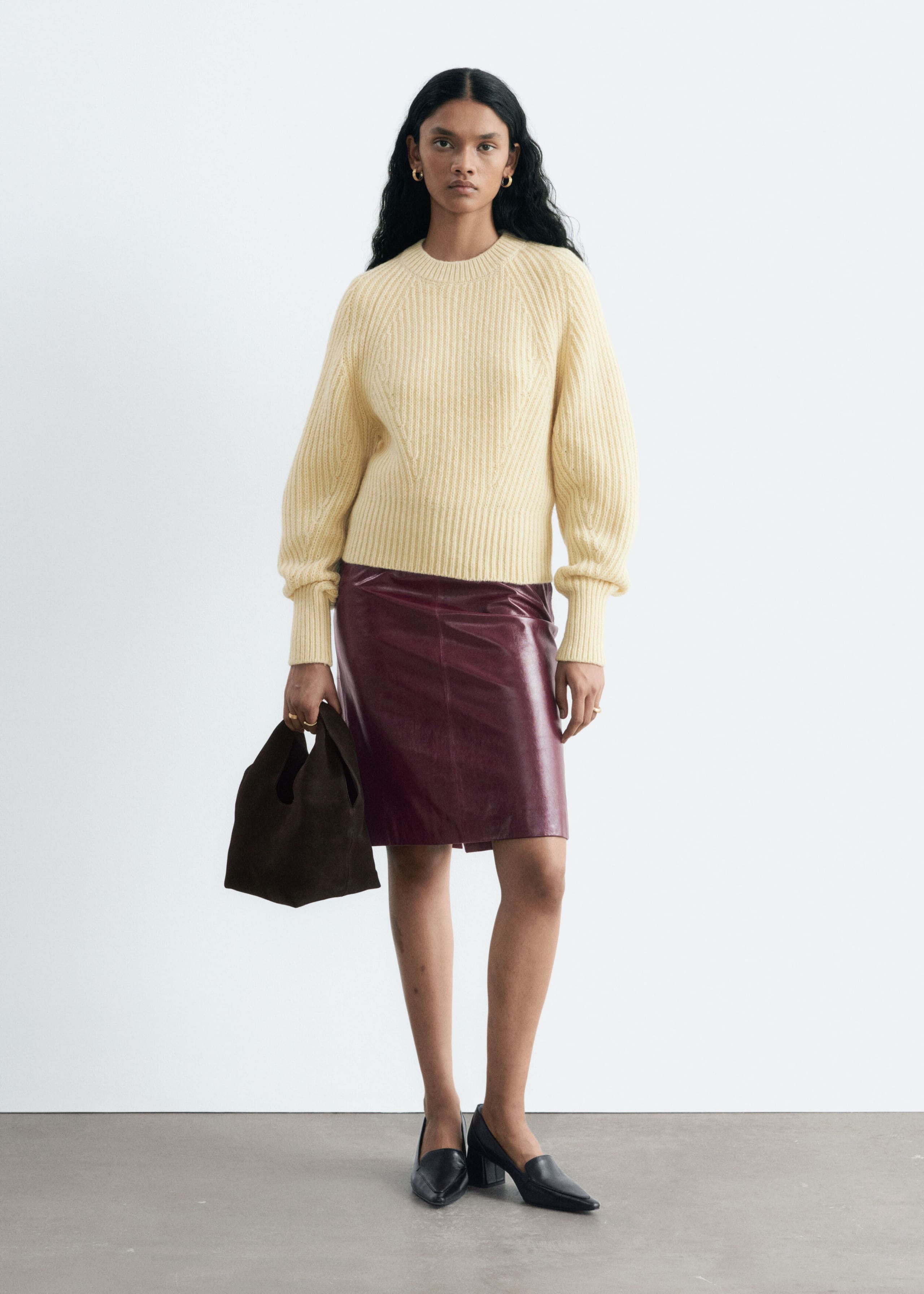 Pull en mélange de laine et de coton - Jaune beurre - Lookbook