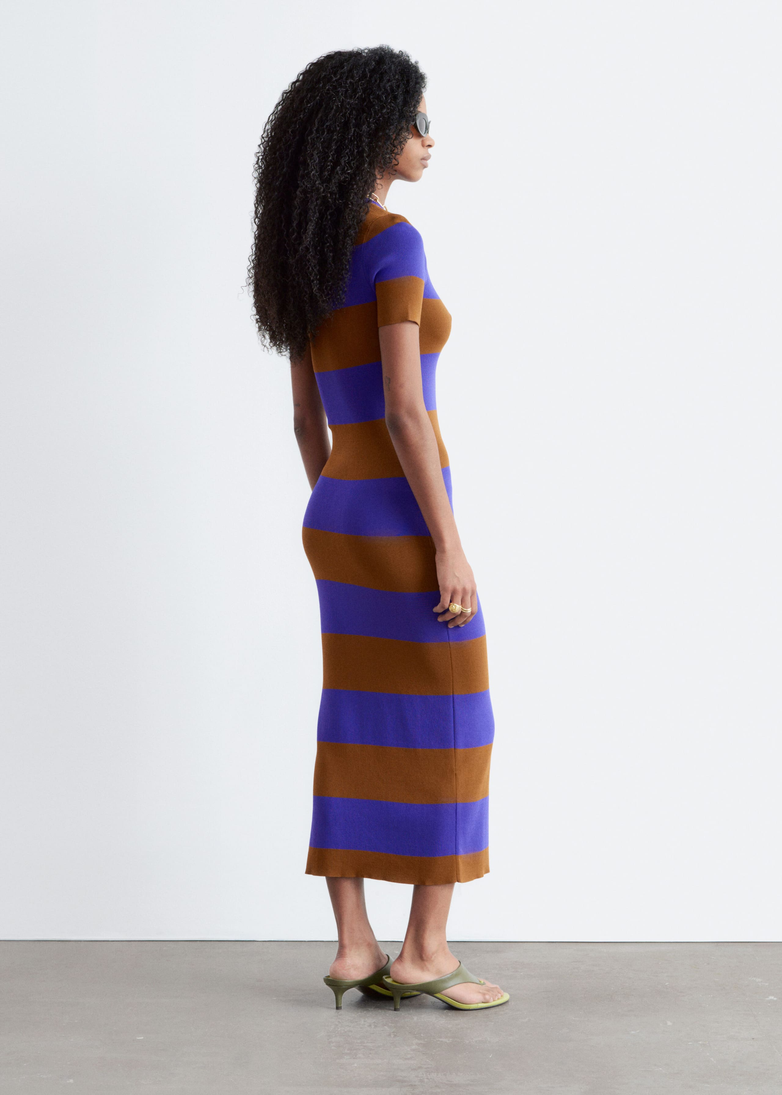 Rib-Knitted Maxi Dress - Purple/Brown - Lookbook