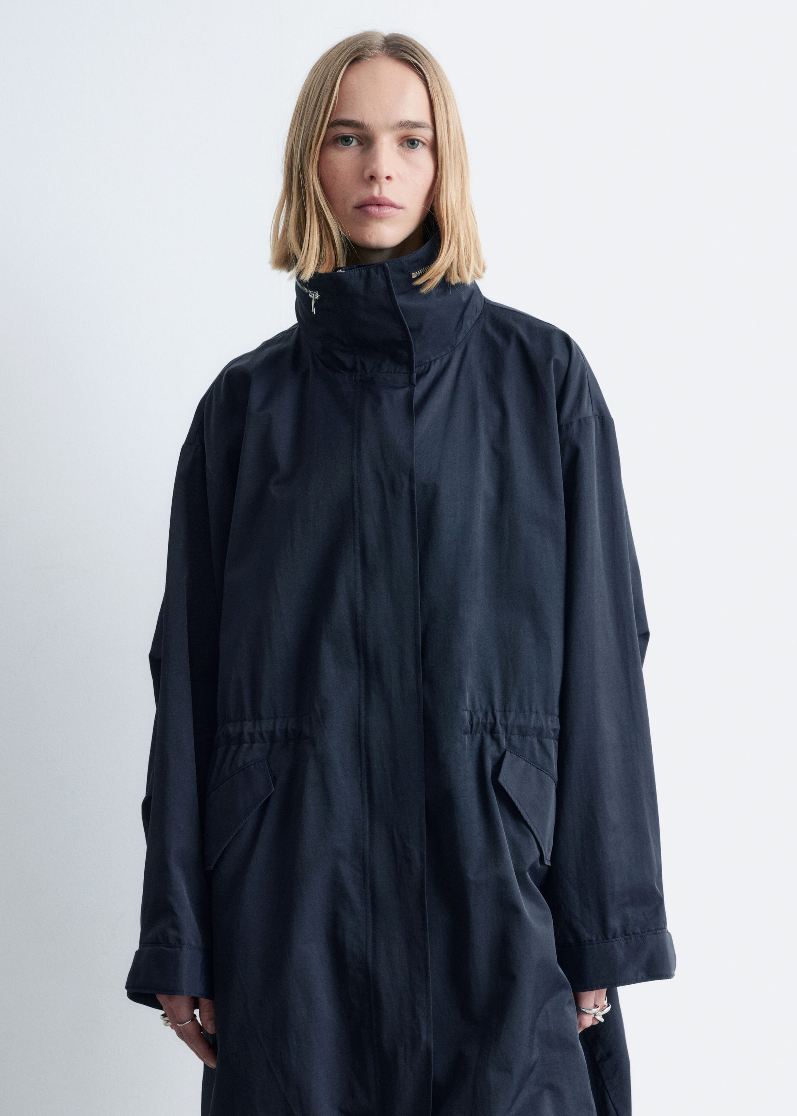 Image of Drawstring Parka Coat