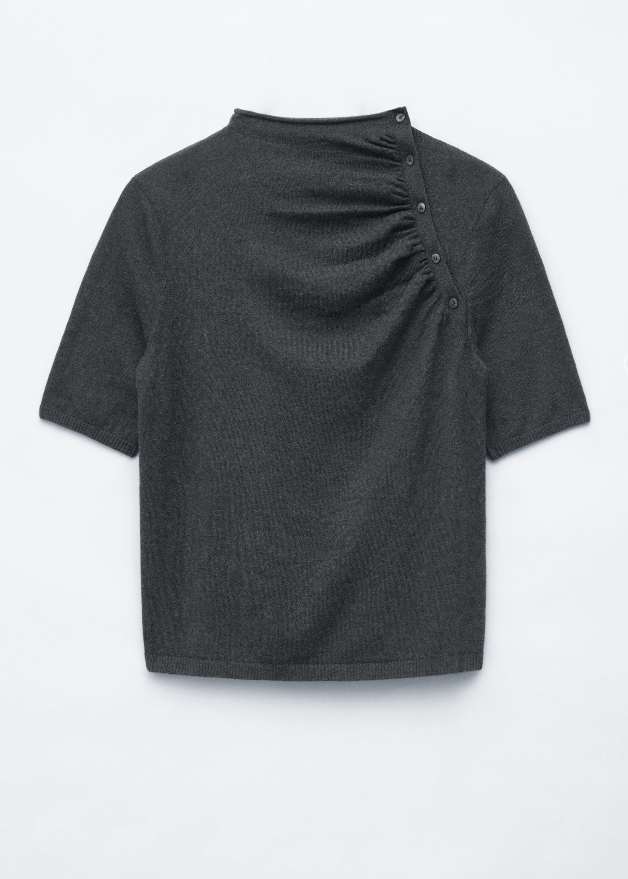 Gathered Side Placket Top - Dark Grey - Still Life