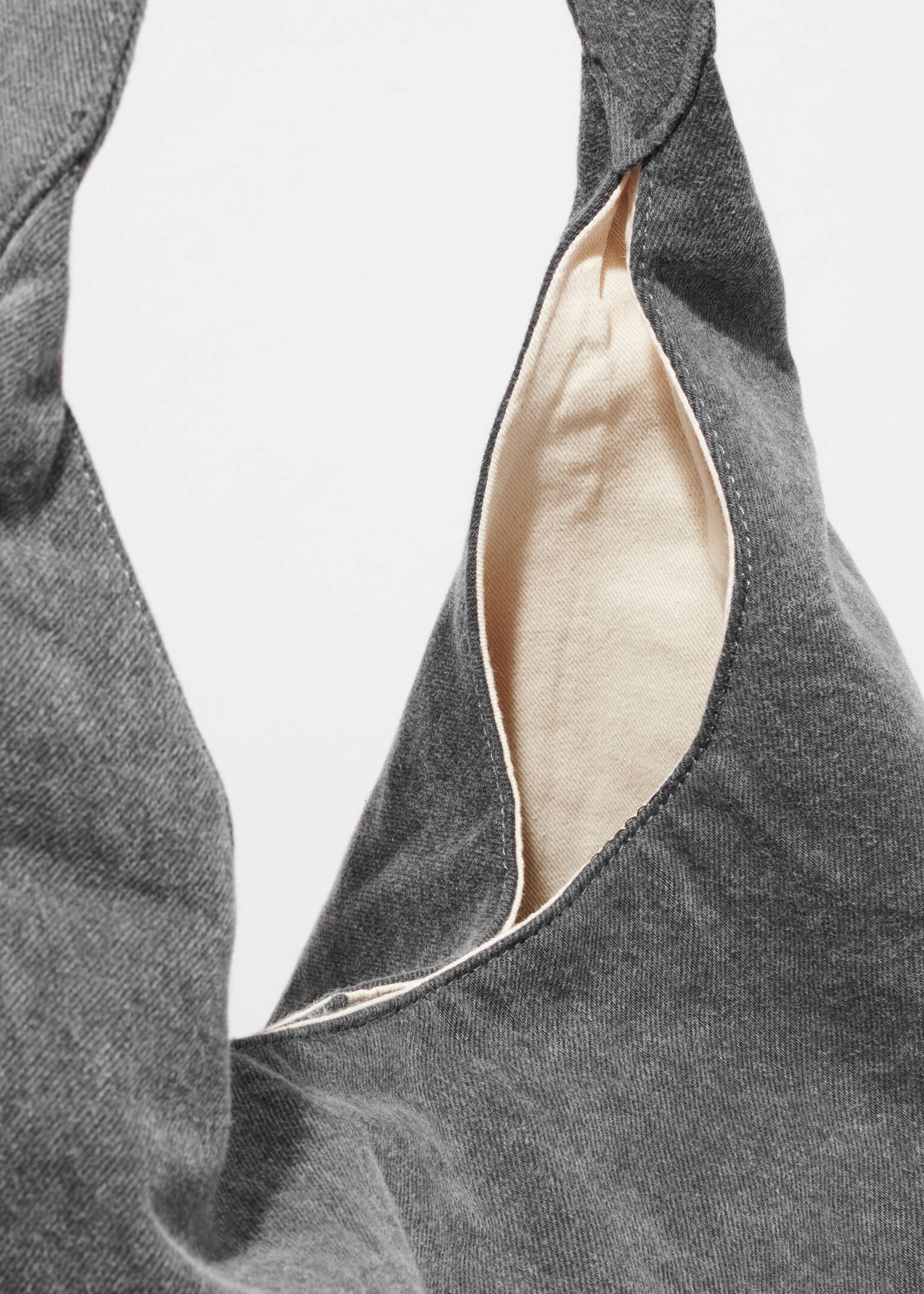 Geantă tote din denim spălat - Gri/Roz - 3