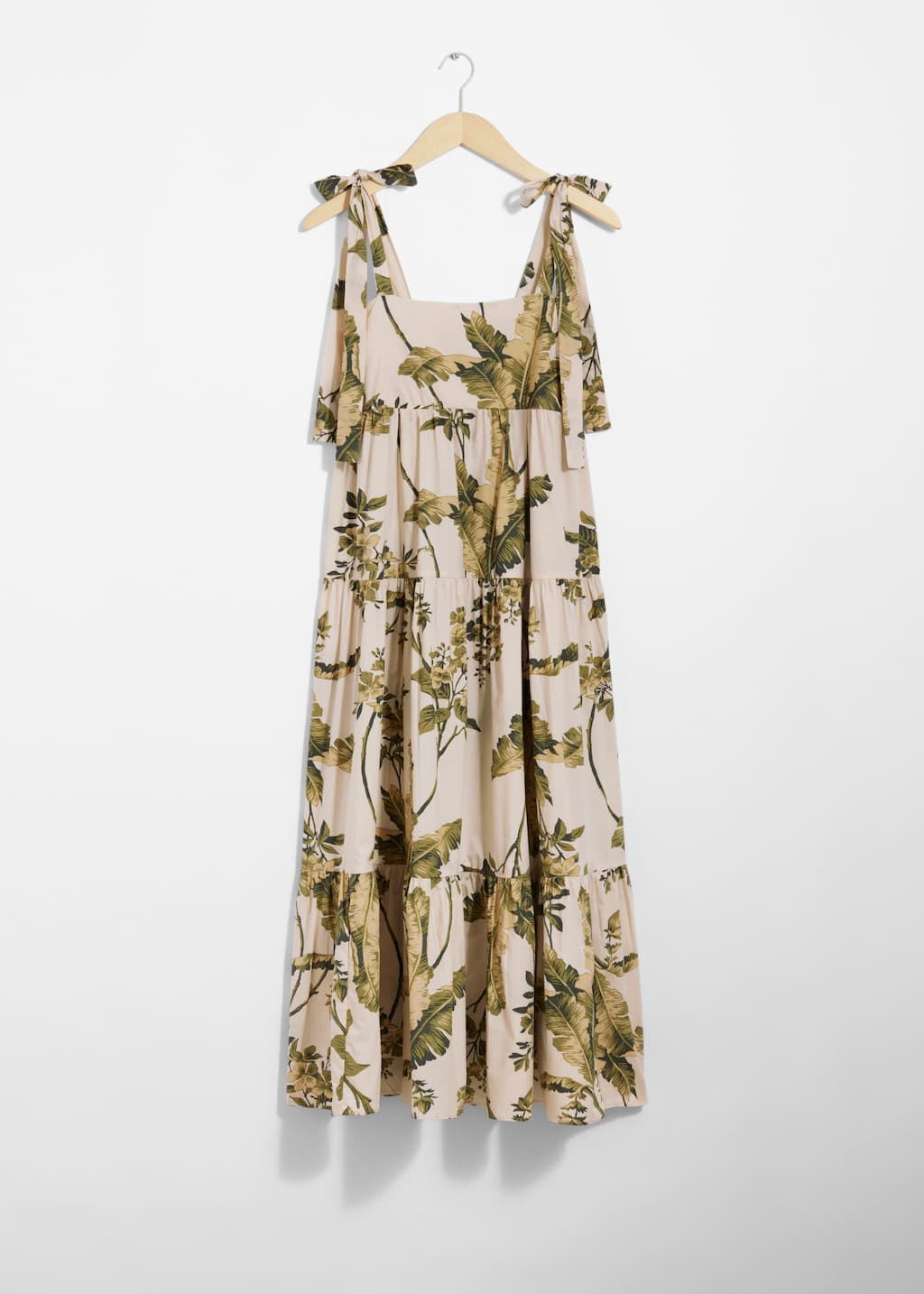Image of Robe midi à plusieurs niveaux avec liens à nouer