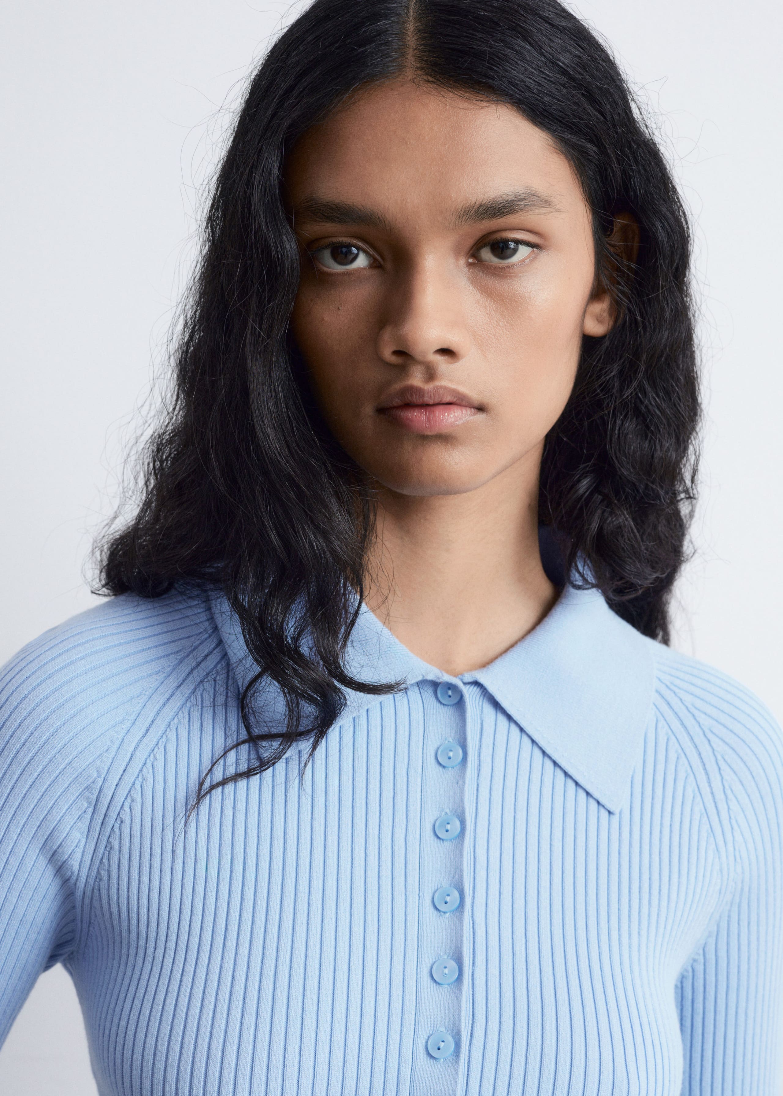 Image of Rib-Knit Polo Shirt