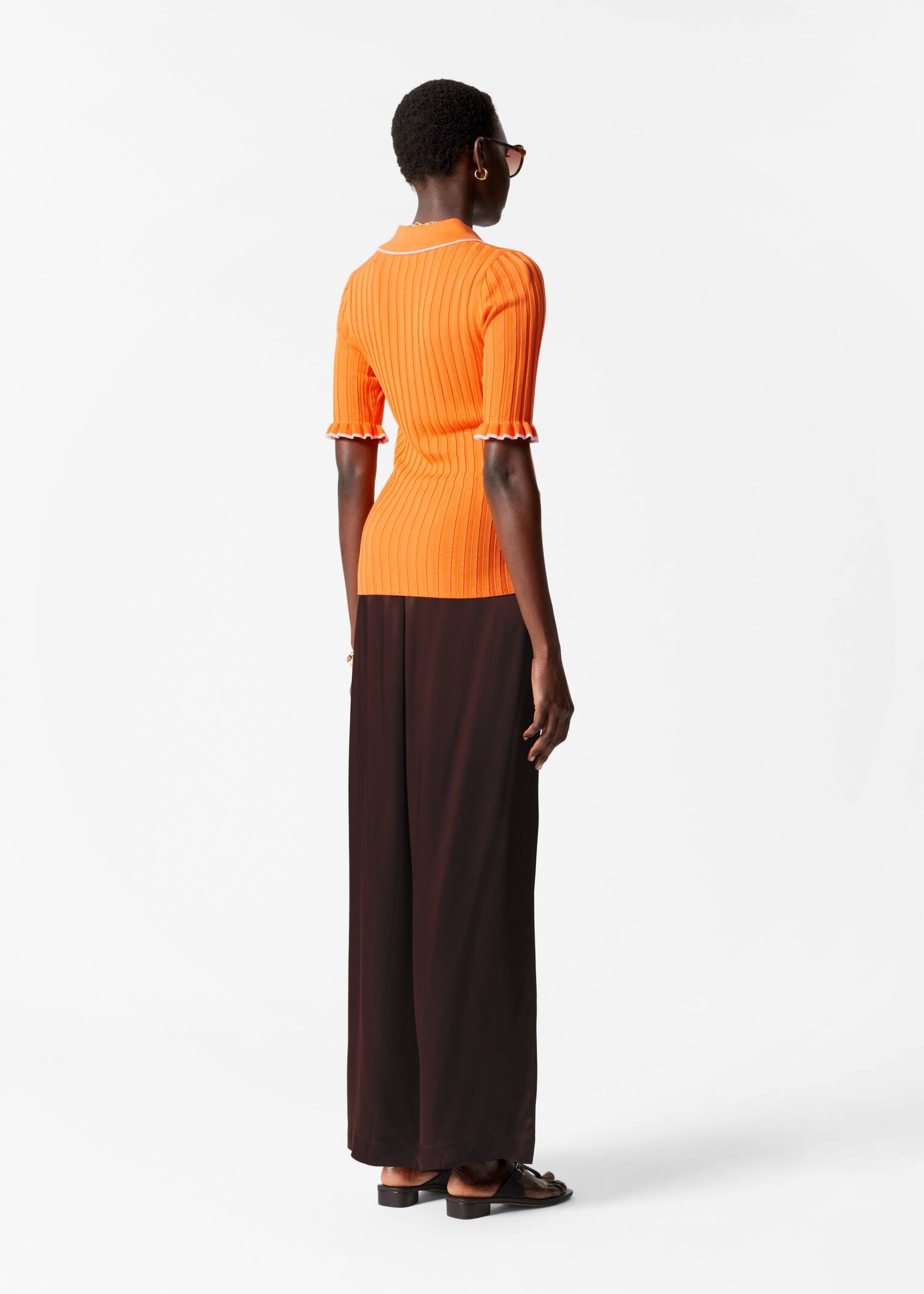 Polo con lavorazione a coste - Arancione/Rosso/Nero - 3