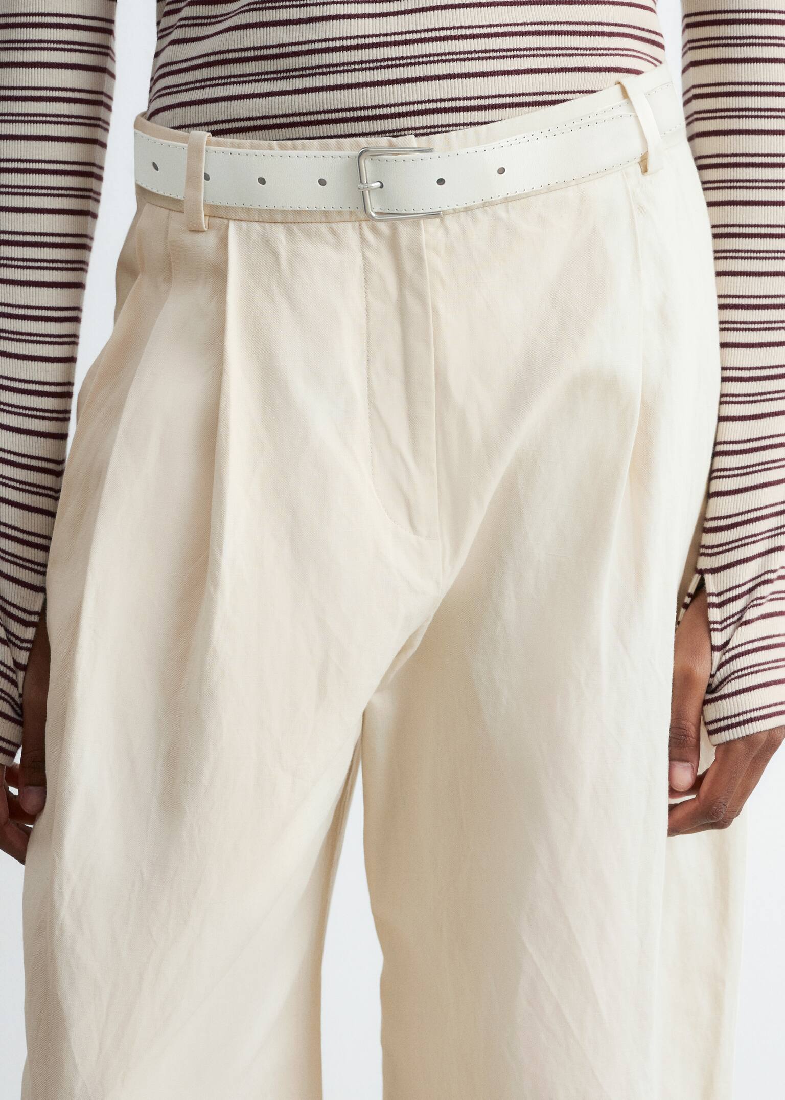 Pantalones de perneras anchas - Crema/Negro - 5