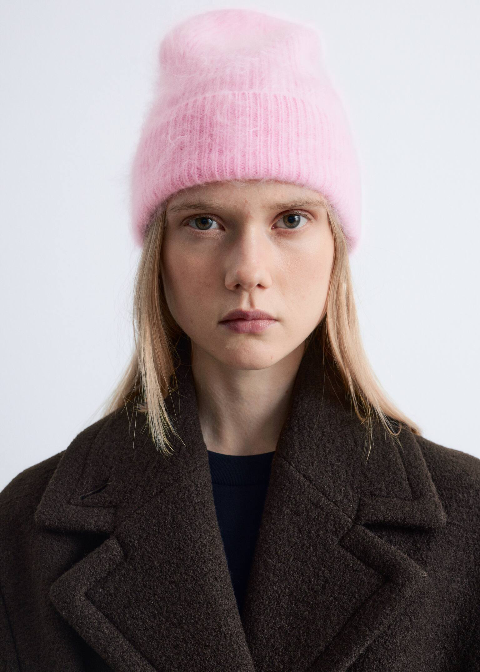 Berretto in cashmere spazzolato - Rosa chiaro/Marrone scuro/Marrone ruggine/Crema