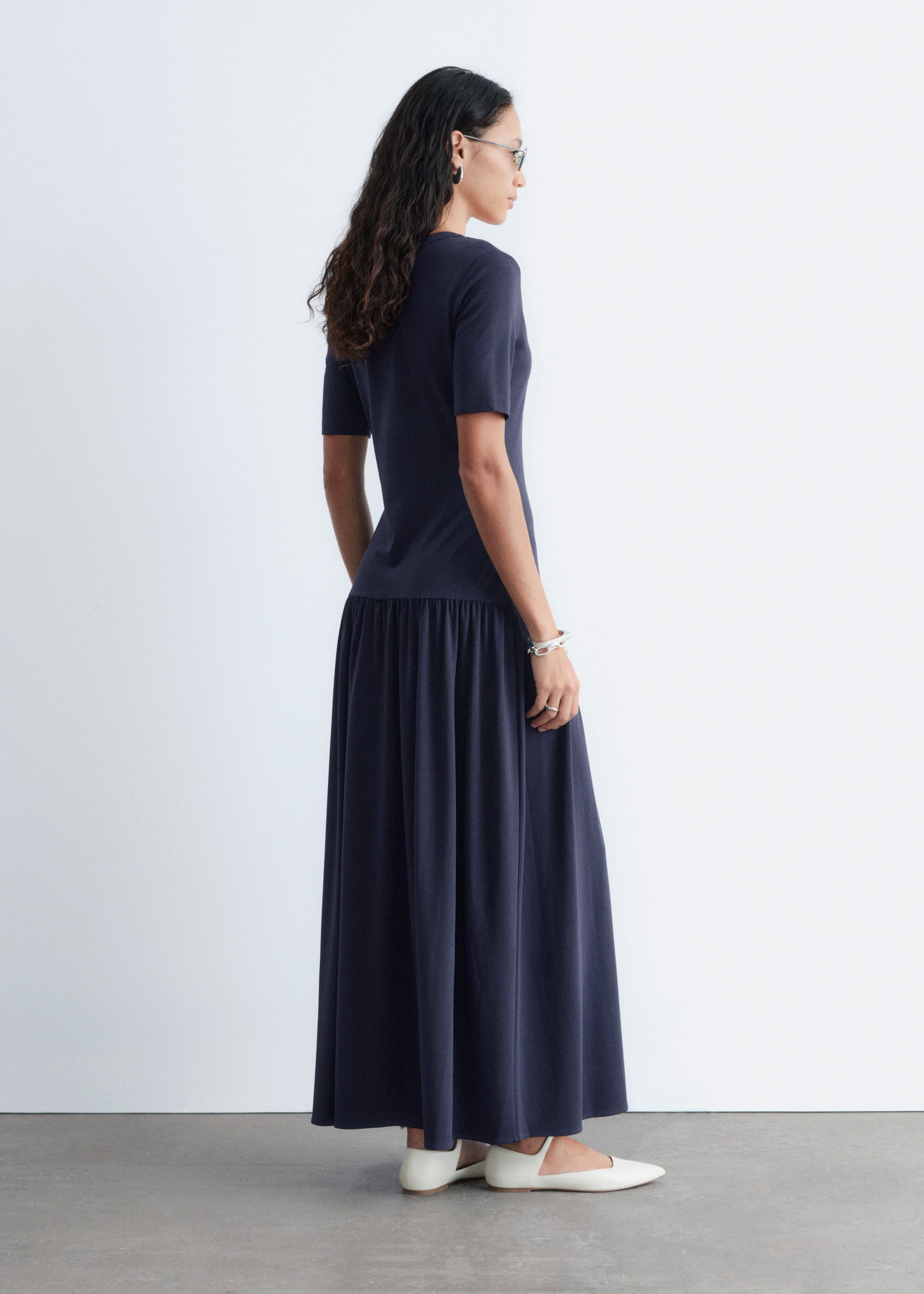 Longline Jersey Maxi Dress - Navy Blue - Lookbook